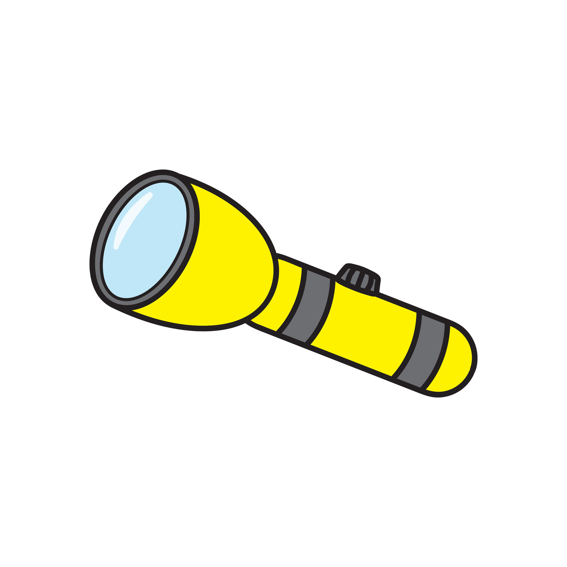 Kids drawing Cartoon Vector illustration Yellow flashlight icon