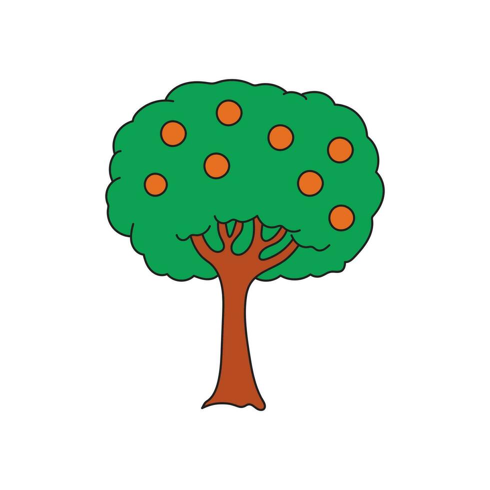 niños dibujo dibujos animados vector ilustración linda Mandarina árbol icono aislado en blanco antecedentes