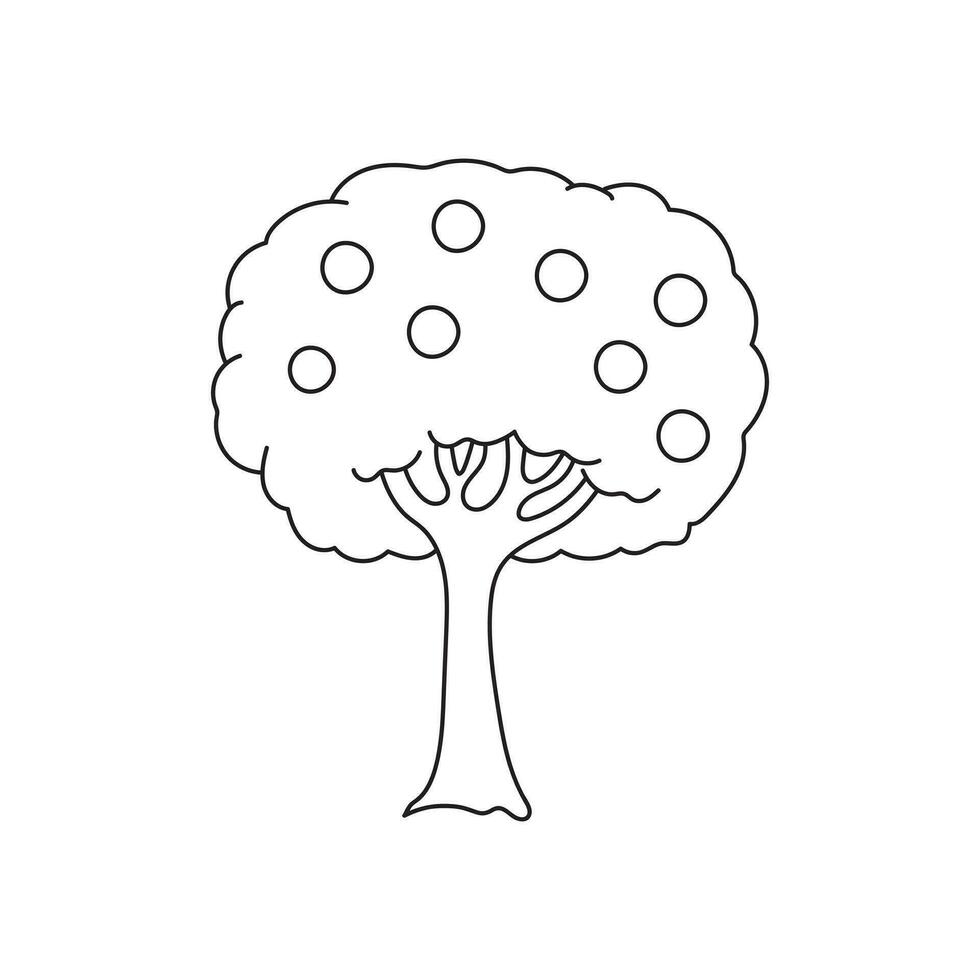 mano dibujado niños dibujo dibujos animados vector ilustración linda Mandarina árbol icono aislado en blanco antecedentes