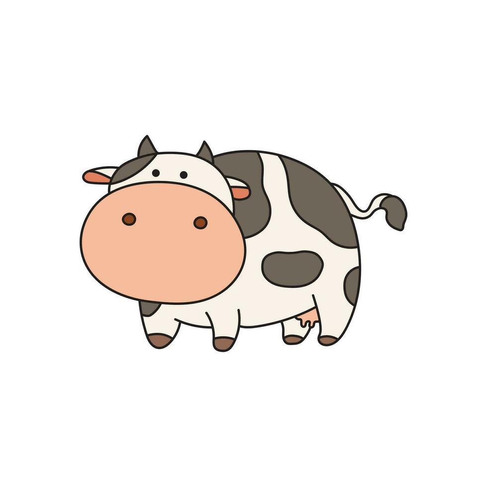 Kids drawing Cartoon Vector illustration cute cow icon Isolated on