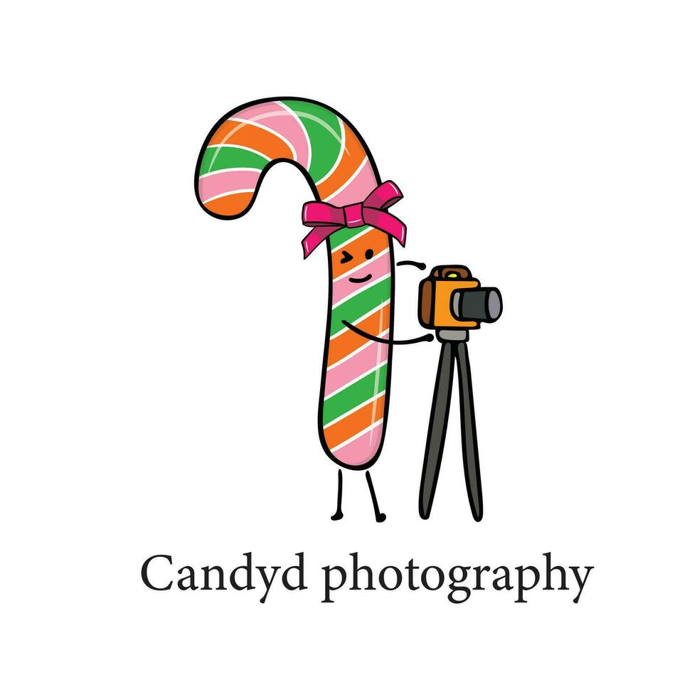 linda dulce caramelo fotografía mascota personaje vector ilustración color niños dibujos animados clipart