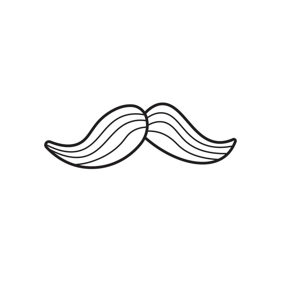 Hand drawn kids drawing Vector illustration brown Mustache flat cartoon isolated