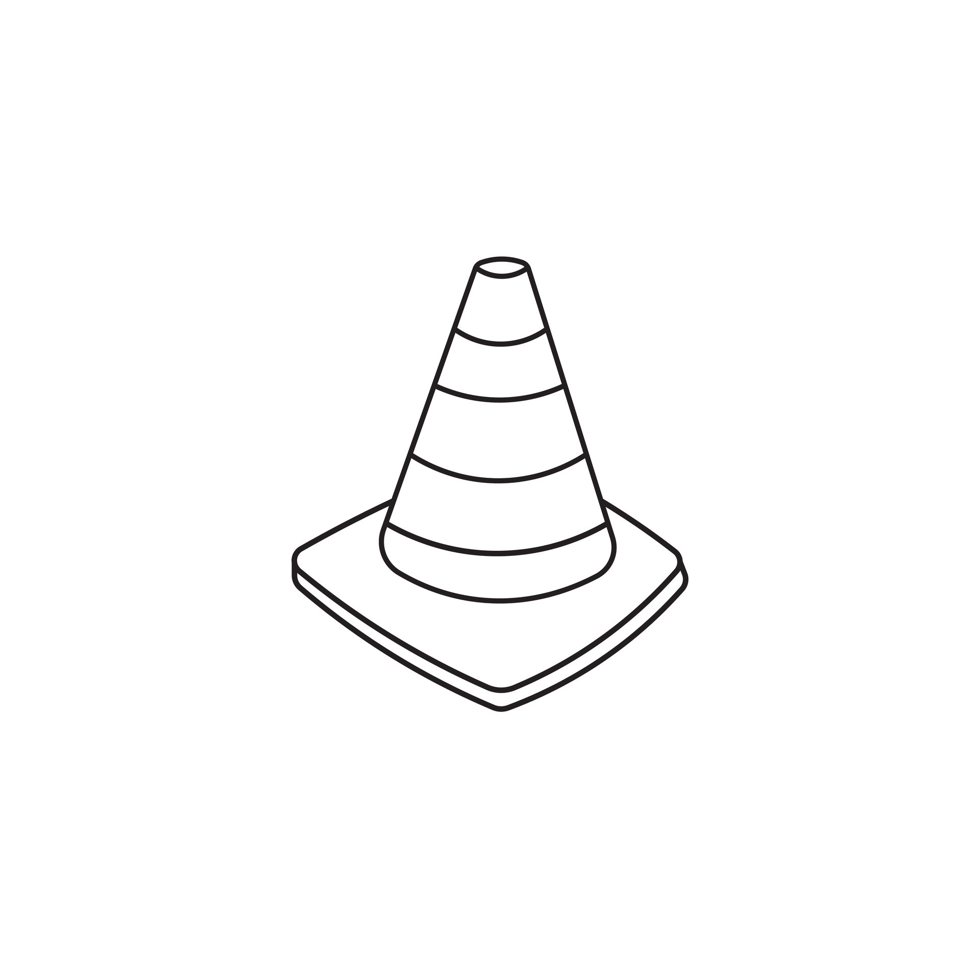 Hand drawn kids drawing Vector illustration Traffic cone flat cartoon