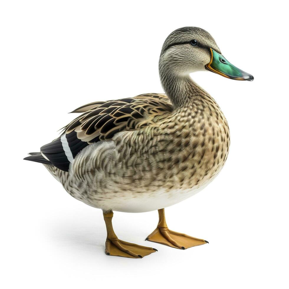 Mallard Duck with clipping path. Colourful wild duck drake isolated on white background, generate ai photo