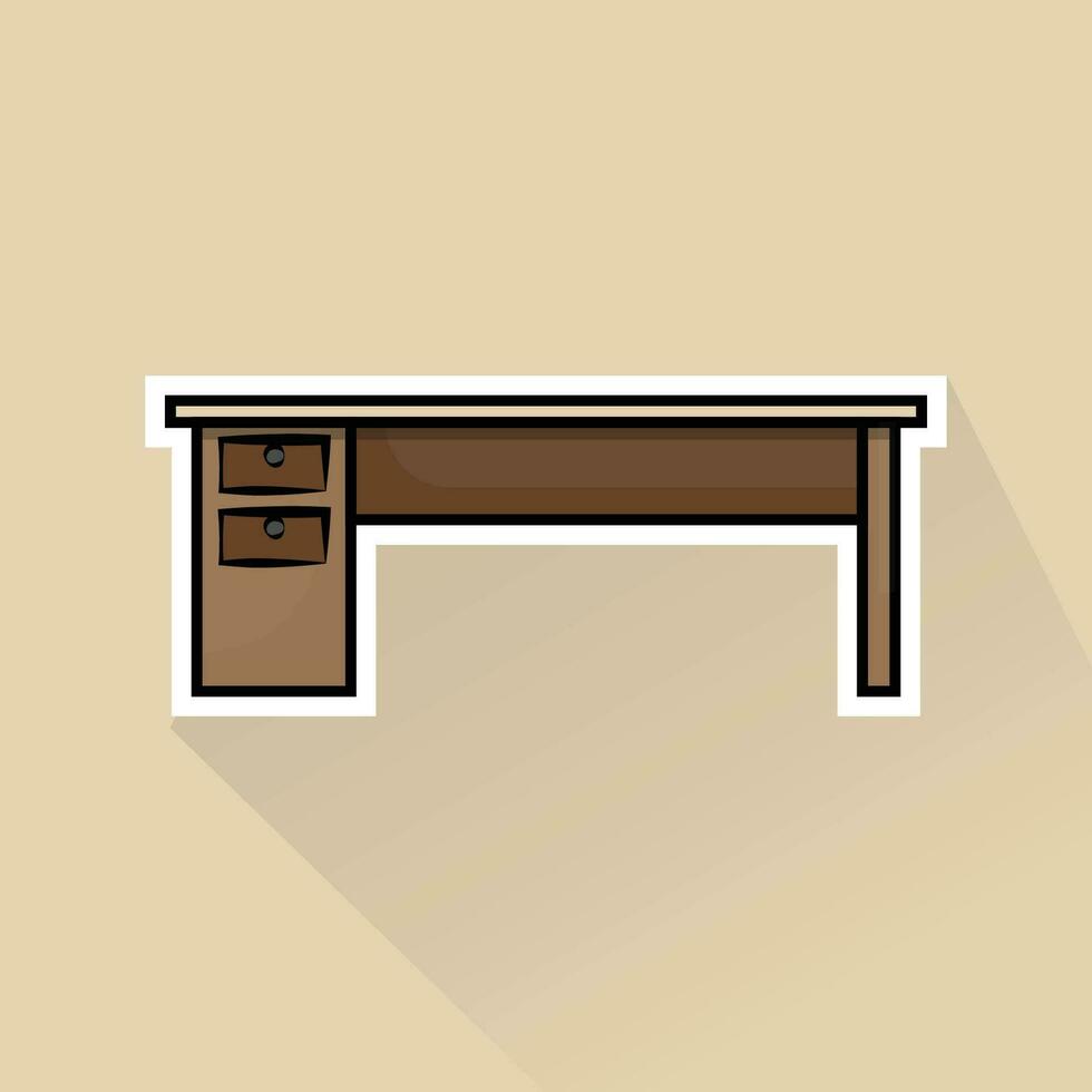 Illustration Vector of Brown Office Desk in Flat Design
