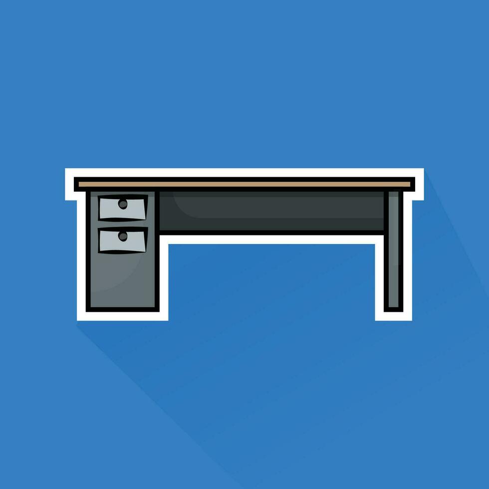 Illustration Vector of Gray Office Desk in Flat Design