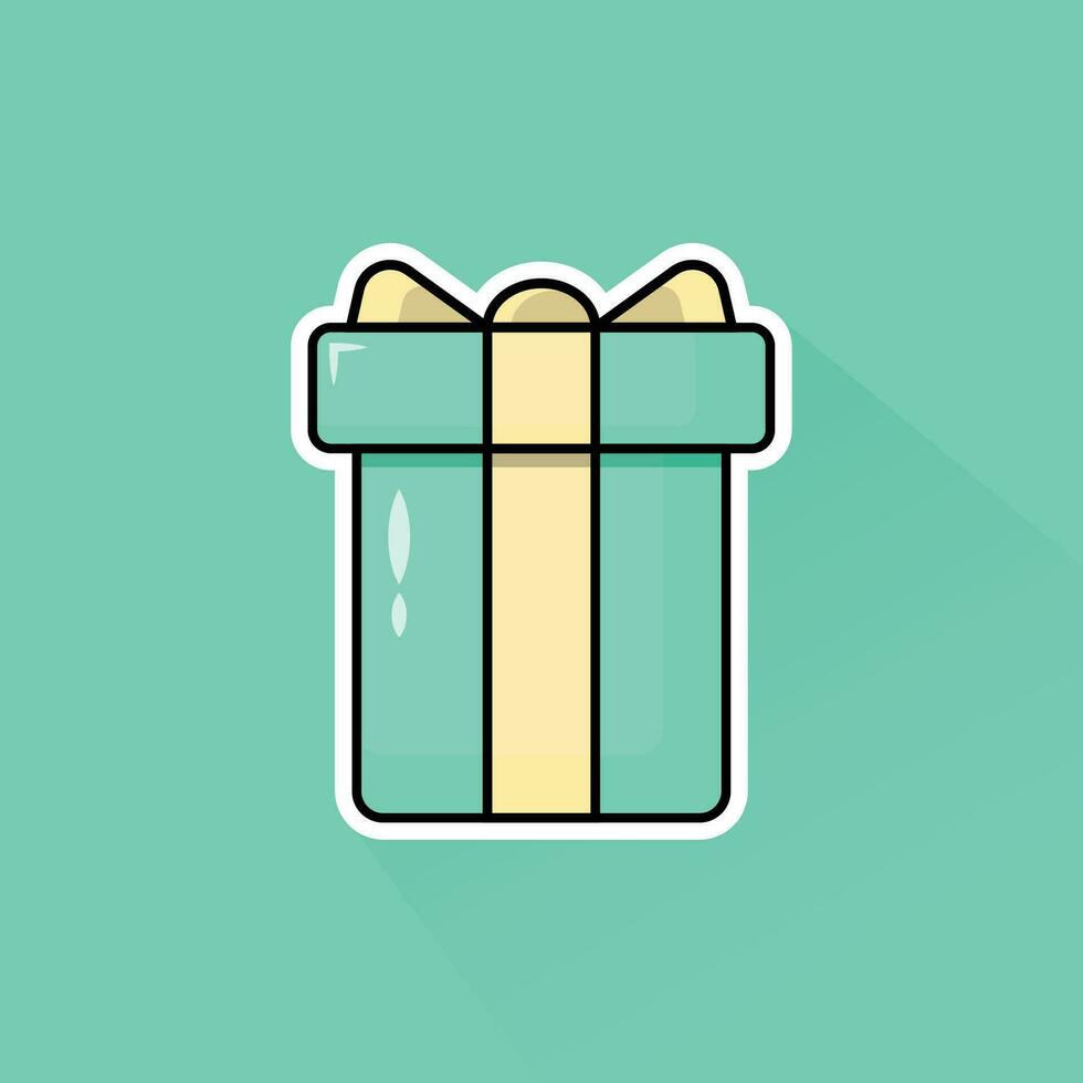 Illustration Vector of Green Present in Flat Design