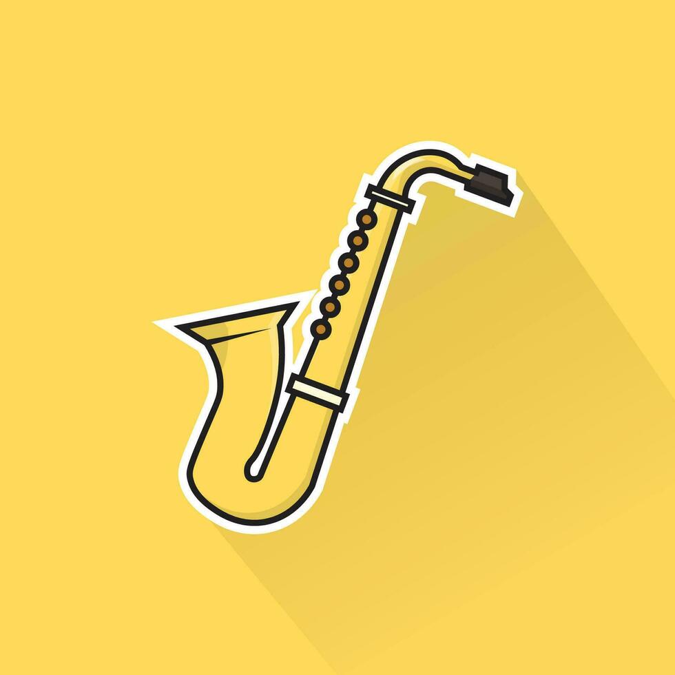 Illustration Vector of Yellow Saxophone in Flat Design