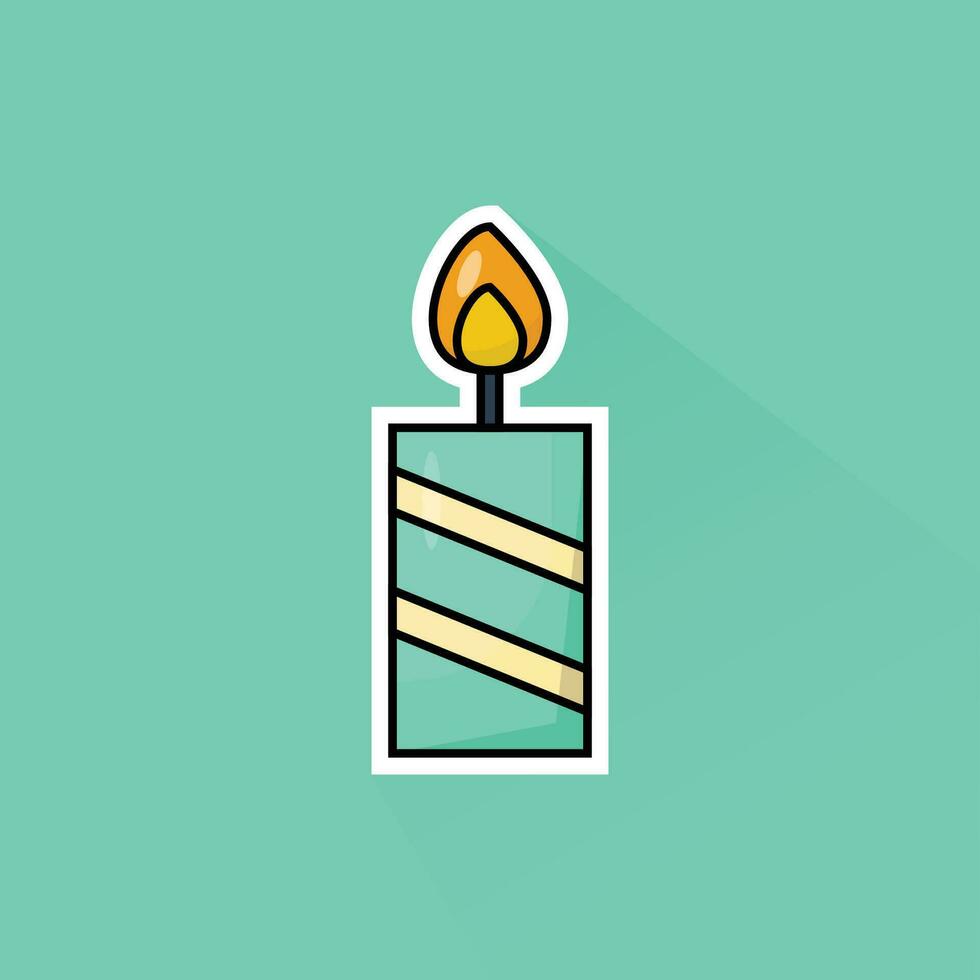 Illustration Vector of Green Candle in Flat Design