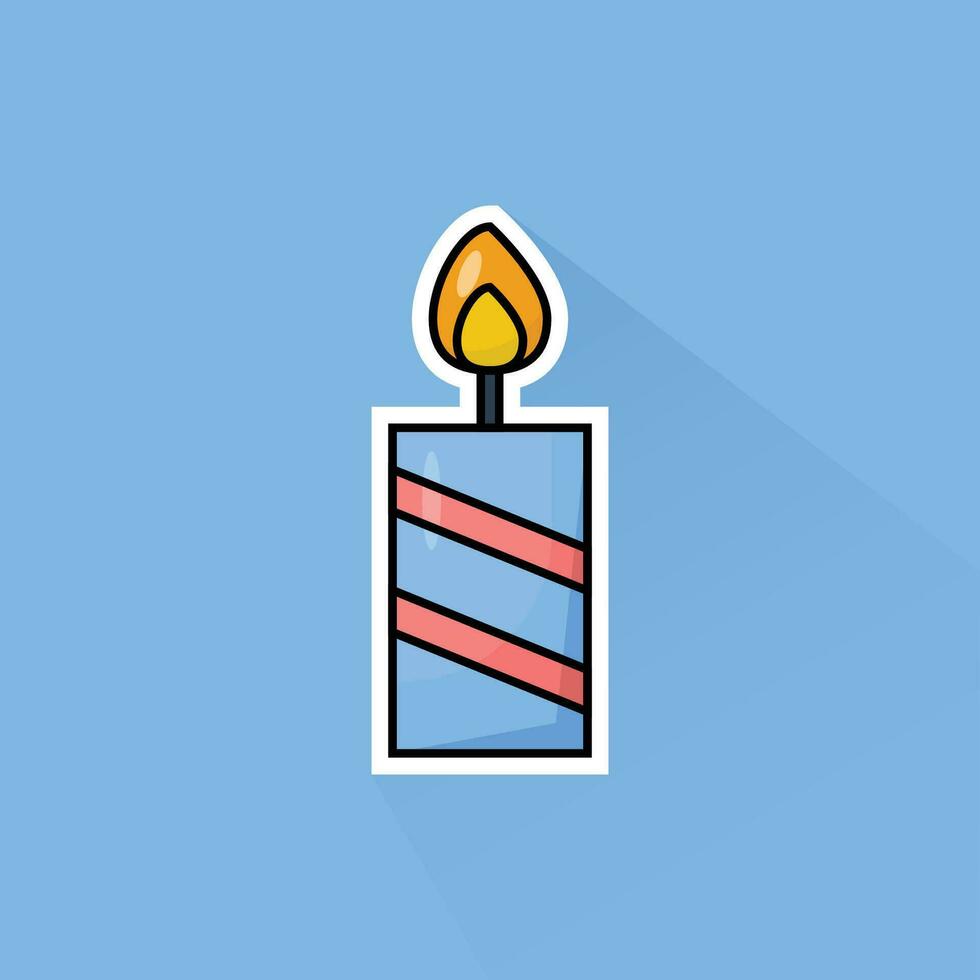 Illustration Vector of Blue Candle in Flat Design