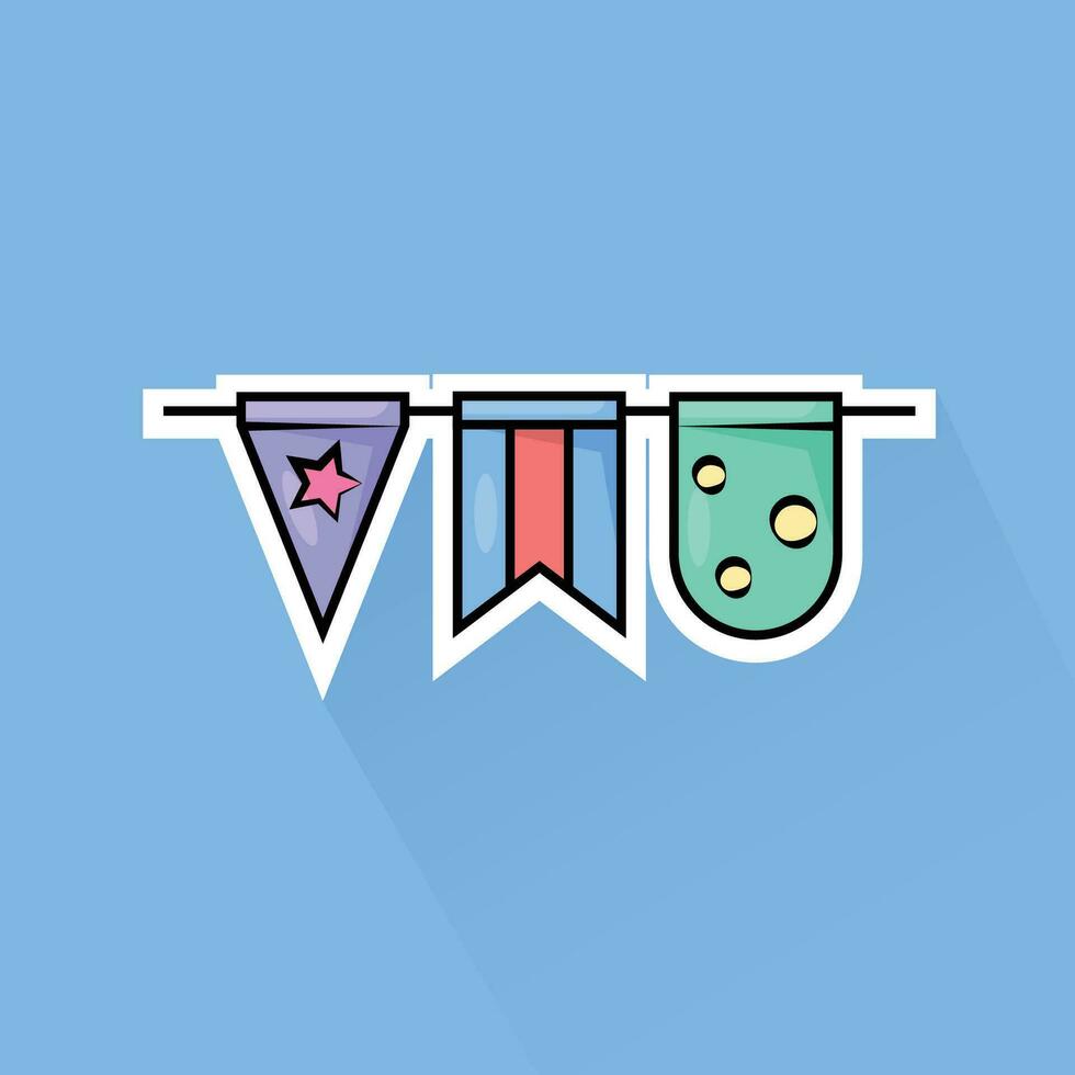 Illustration Vector of Party Flag 1 in Flat Design