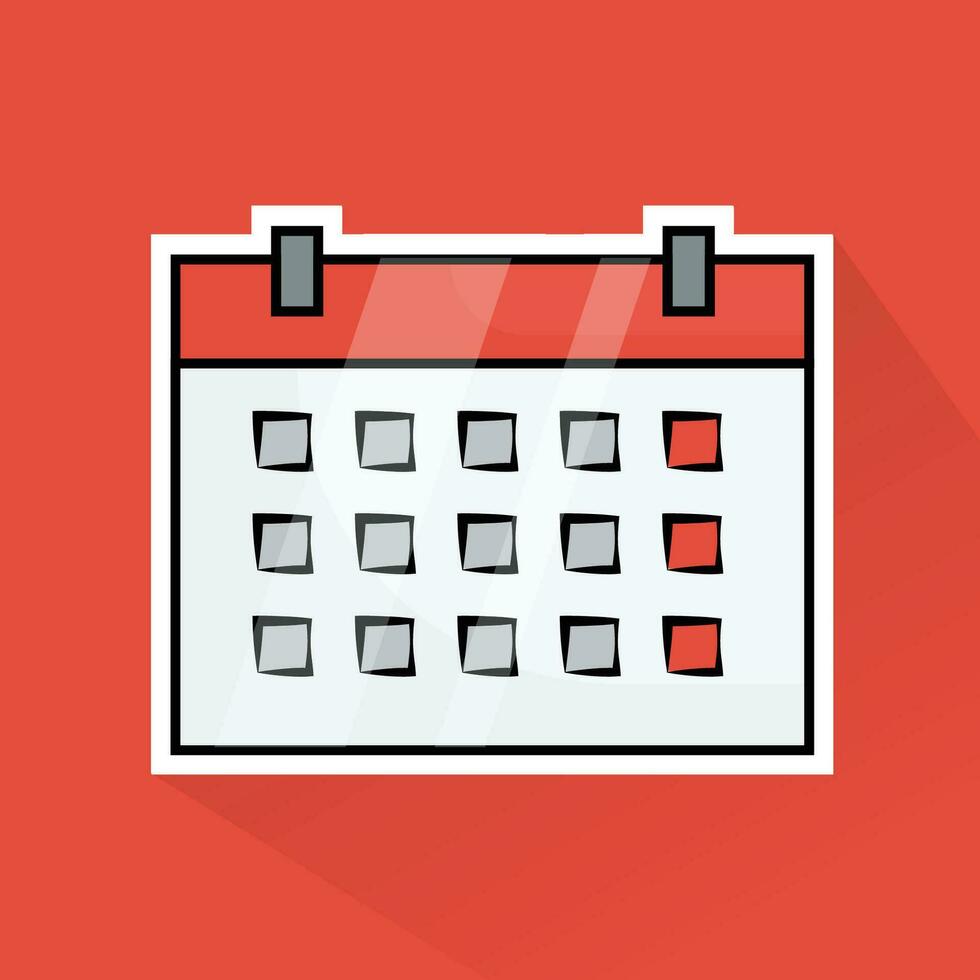 ilustración vector de rojo calendario en plano diseño