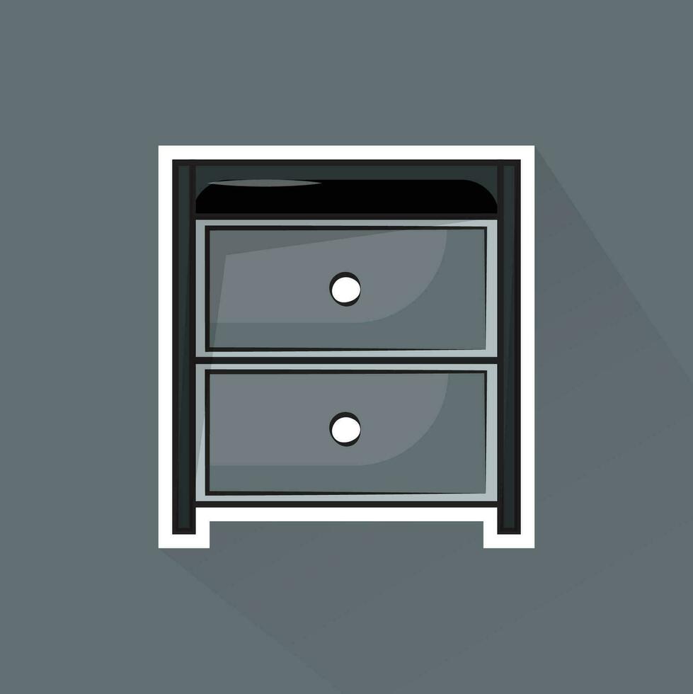 Illustration Vector of Gray Night Table in Flat Design