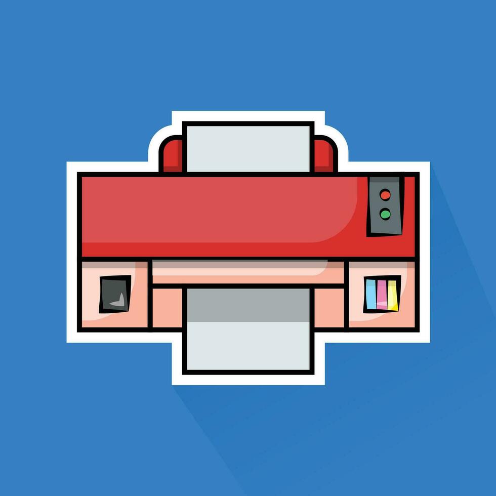 Illustration Vector of Red Printer in Flat Design