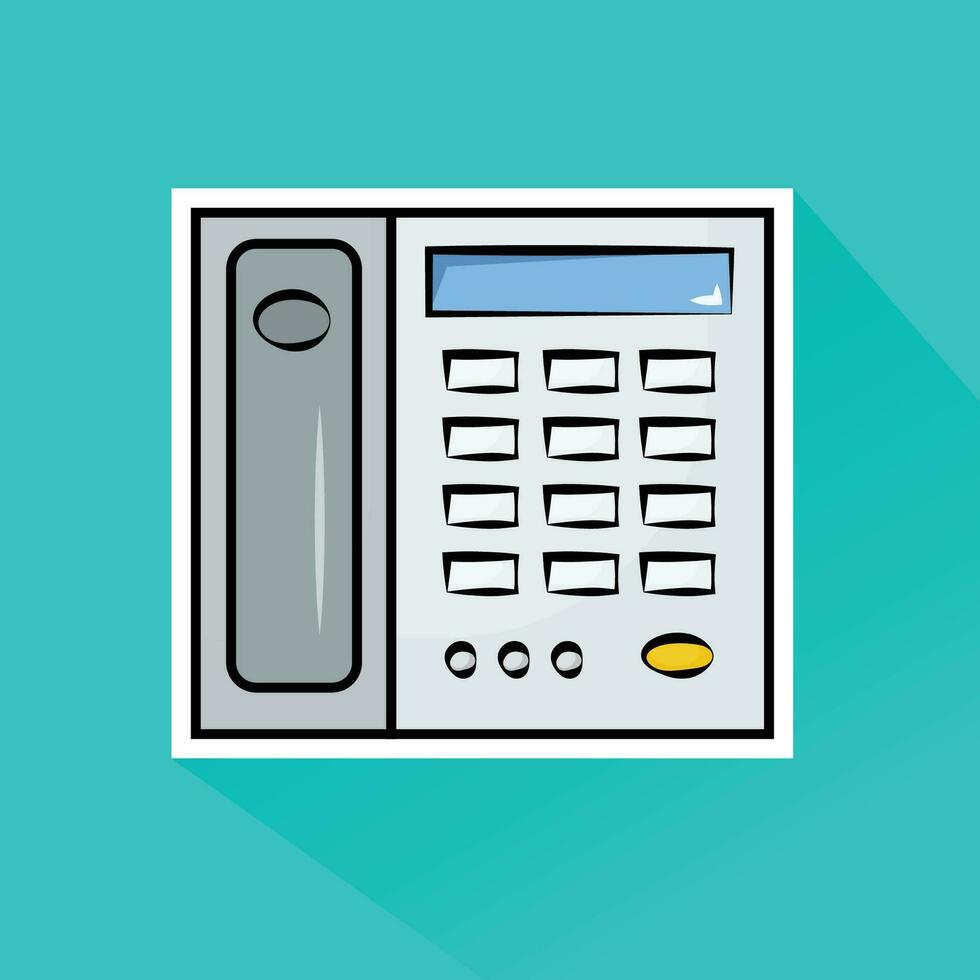 Illustration Vector of Gray Telephone in Flat Design