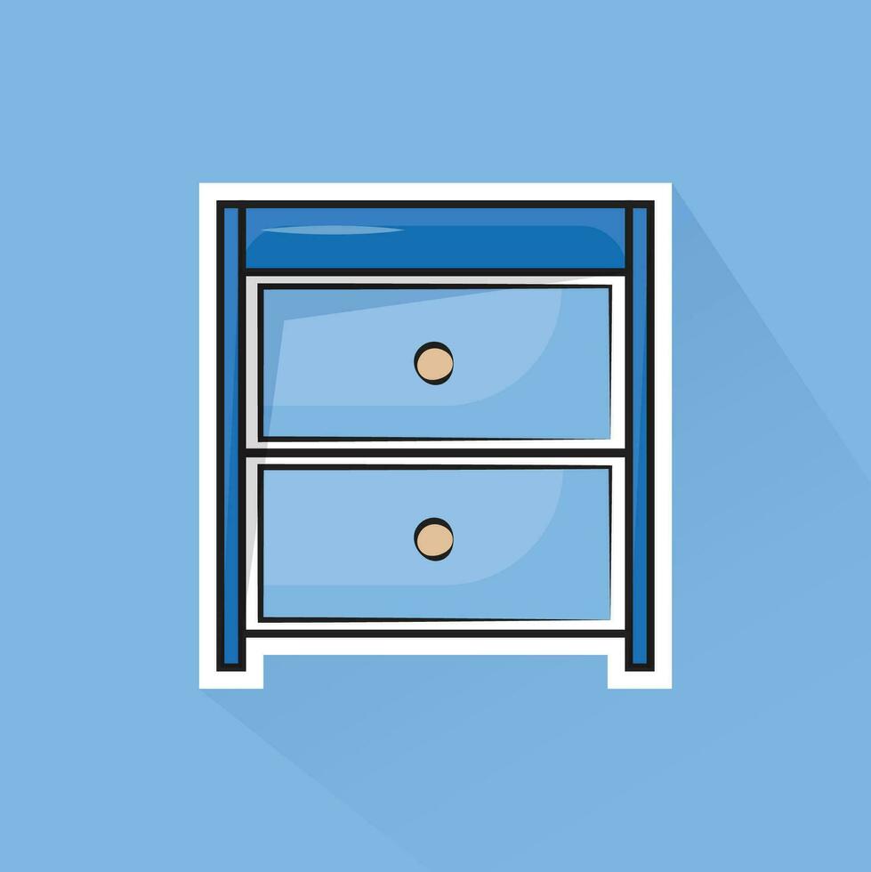 Illustration Vector of Blue Night Table in Flat Design