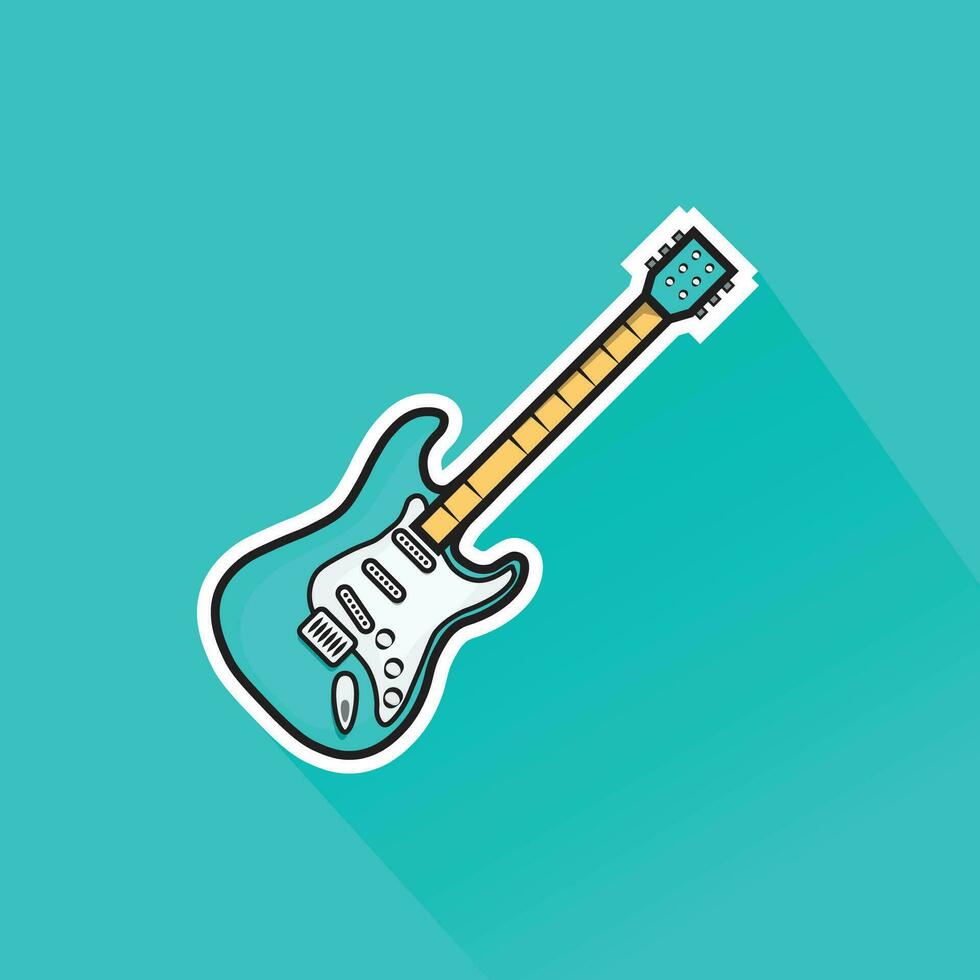 ilustración de huevo azul eléctrico guitarra en plano diseño vector