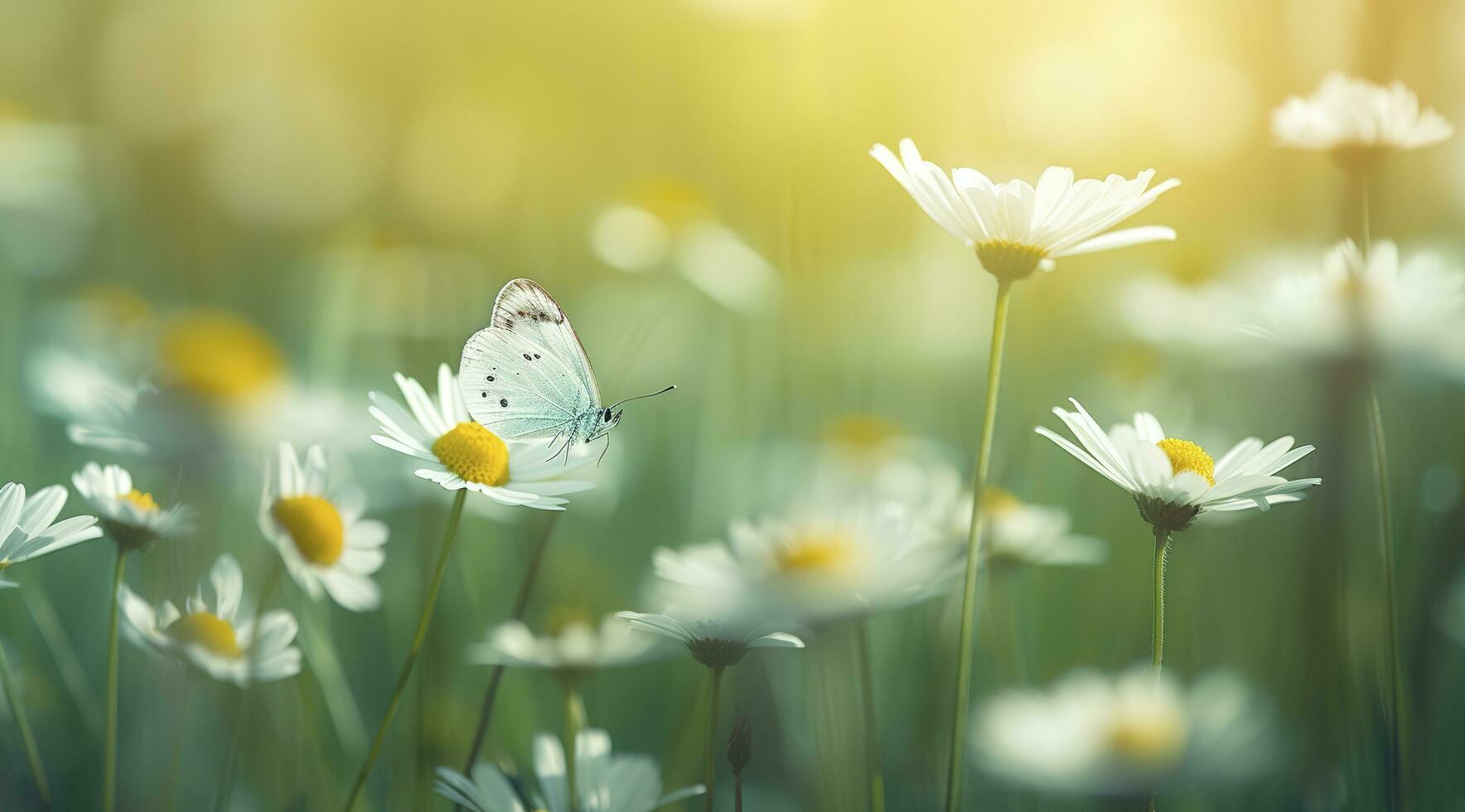 abstract nature spring Background. spring flower and butterfly, generate ai photo