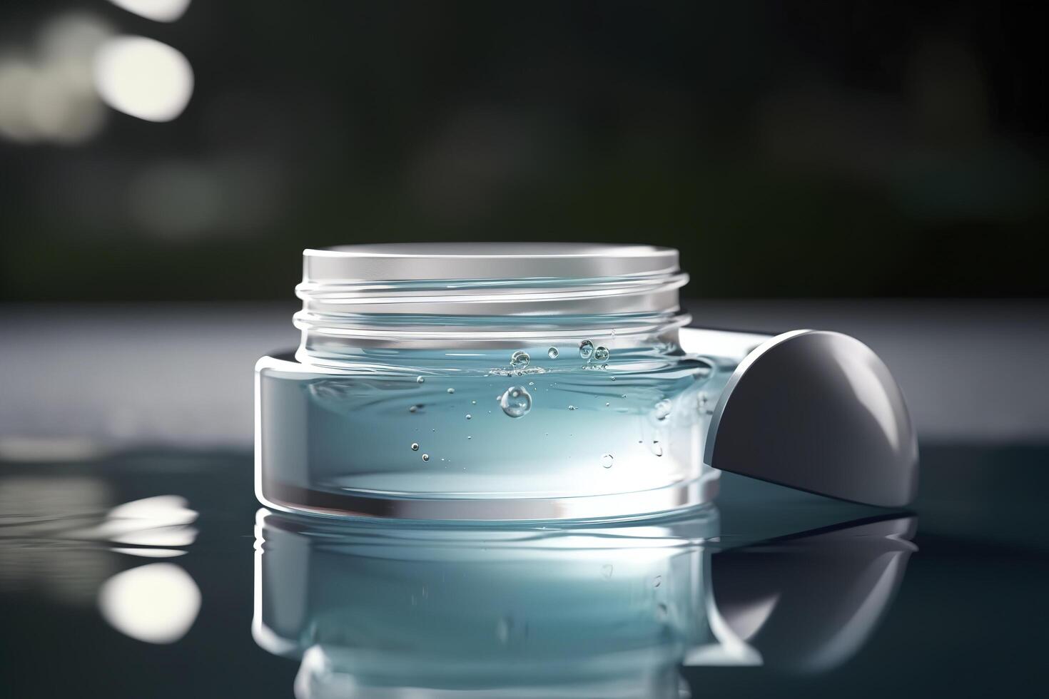 Cosmetic cream in a jar, colorful gel, cosmetic, skincare concept. image photo