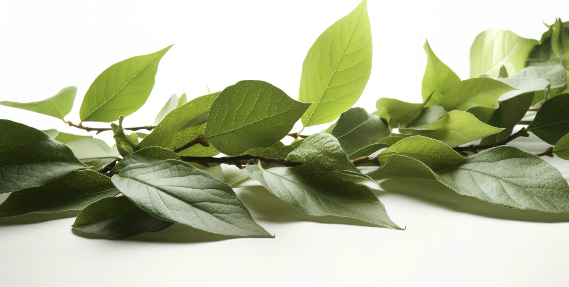 green leaves and leaves on white background free photo collection, in the style of Vicente Redondo, text based, precisionist, linear simplicity, antti lovag, printed social commentary, generate ai