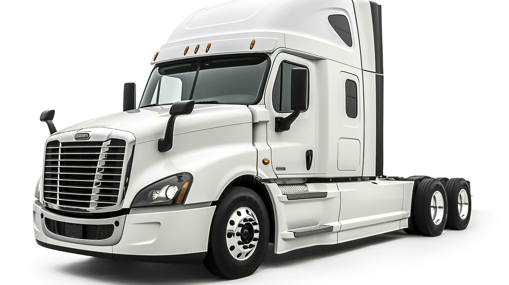 Big truck Freightliner Cascadia with blue cab Isolated on a white background, generate ai photo