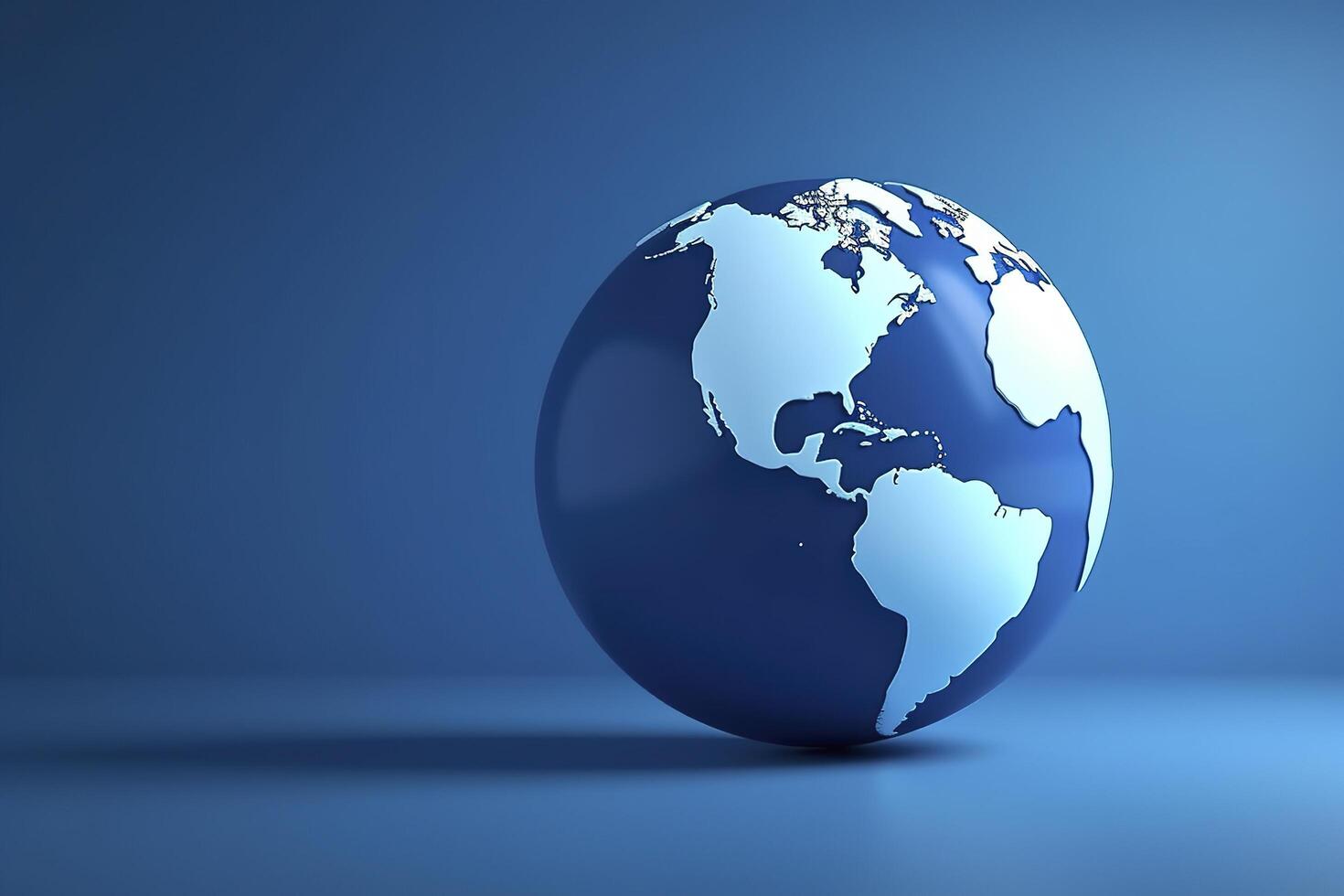 Blue globe, earth map 3D on blue background, business banner. image. photo