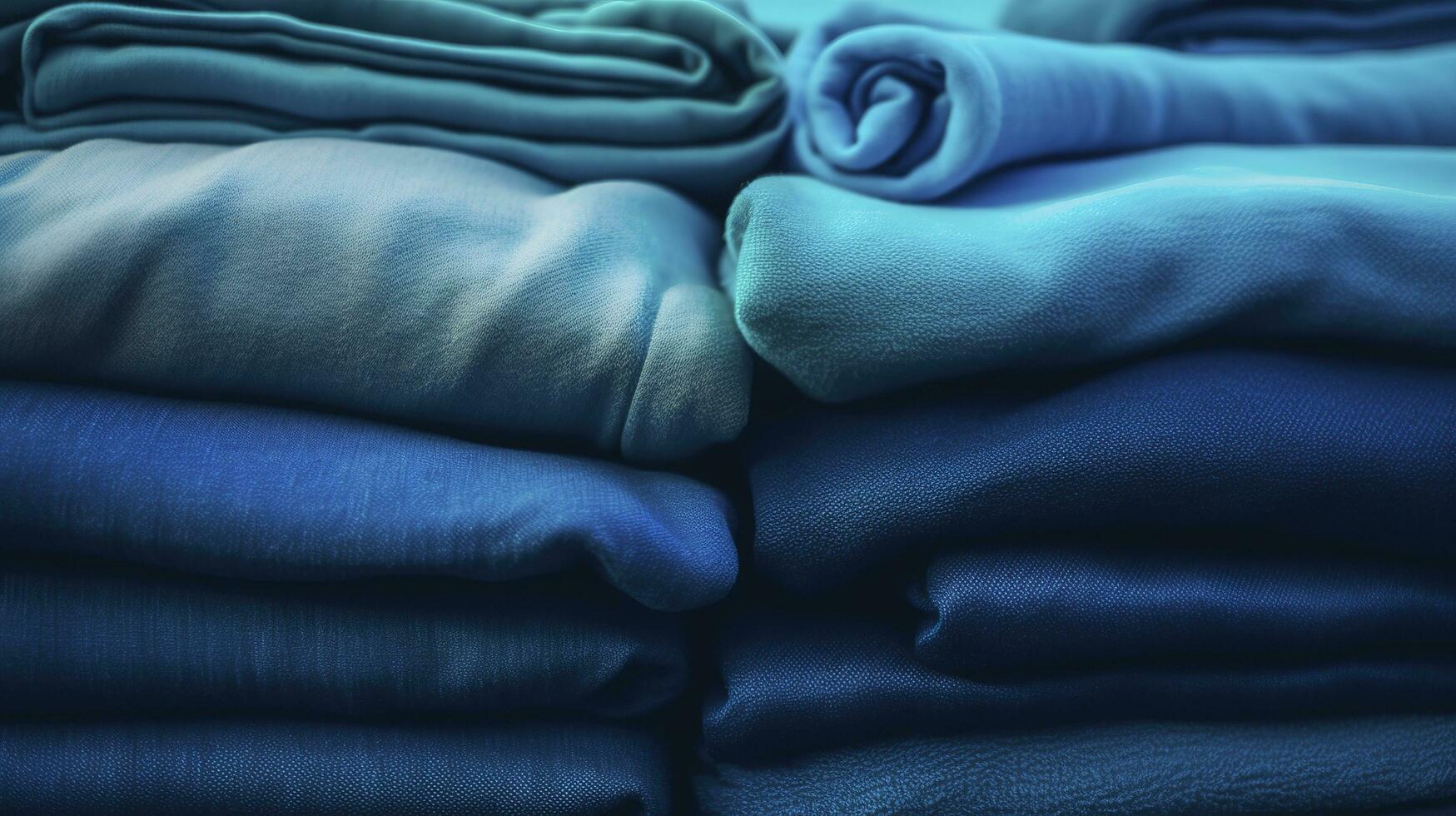 azul lona impresión paños textil antecedentes azul tela, en el estilo de tonal variaciones en color, ligero cian y Armada, vibrante espectro colores, textil instalación, generar ai foto