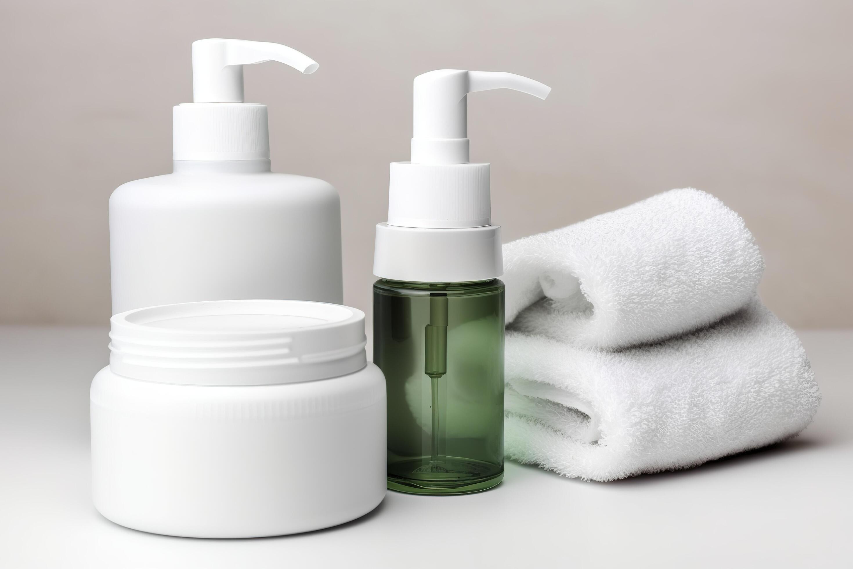 Cosmetic containers, blank label package for branding mockup