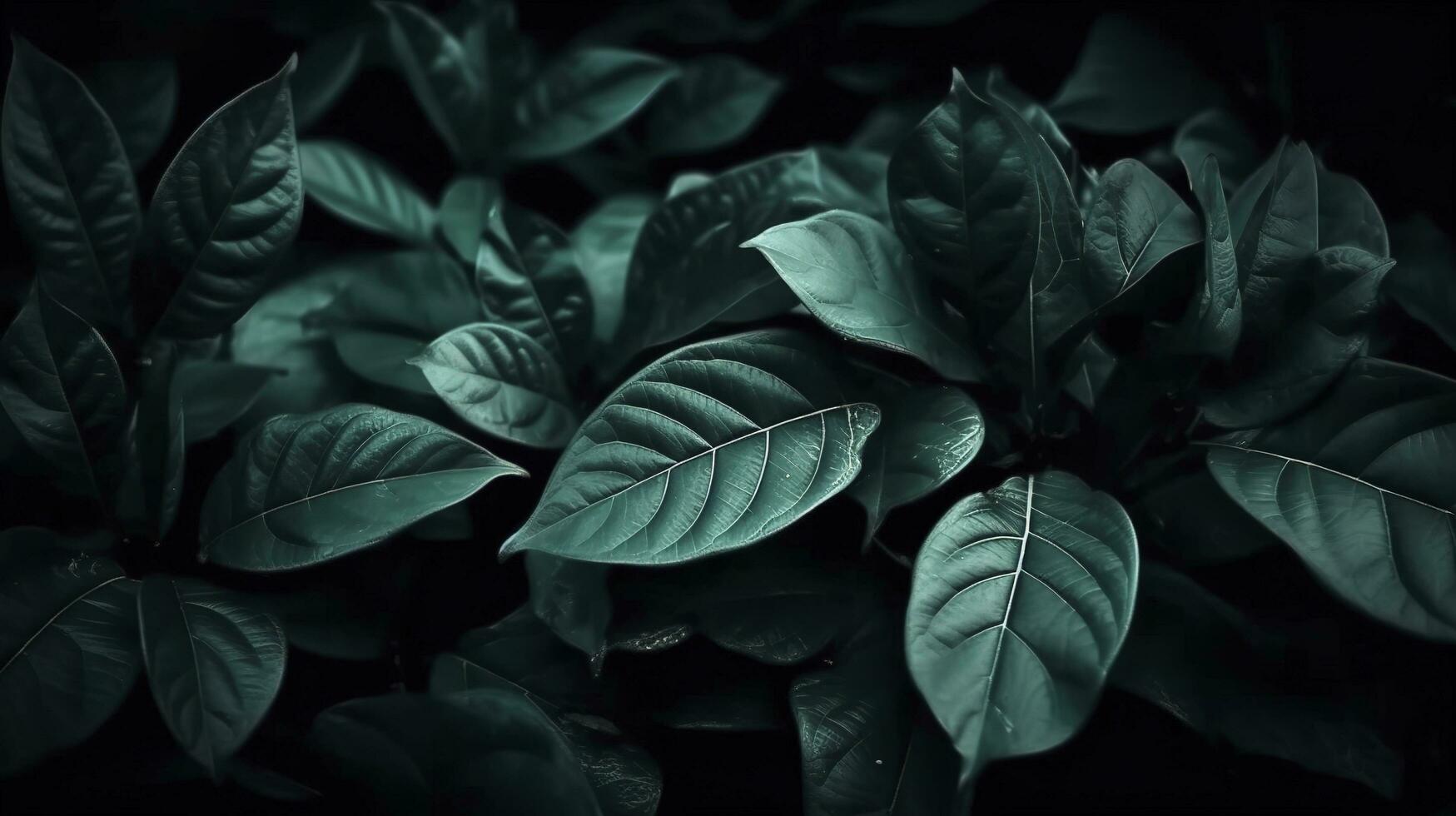 Abstract dark green surface of leaves natural floral background, generate ai photo