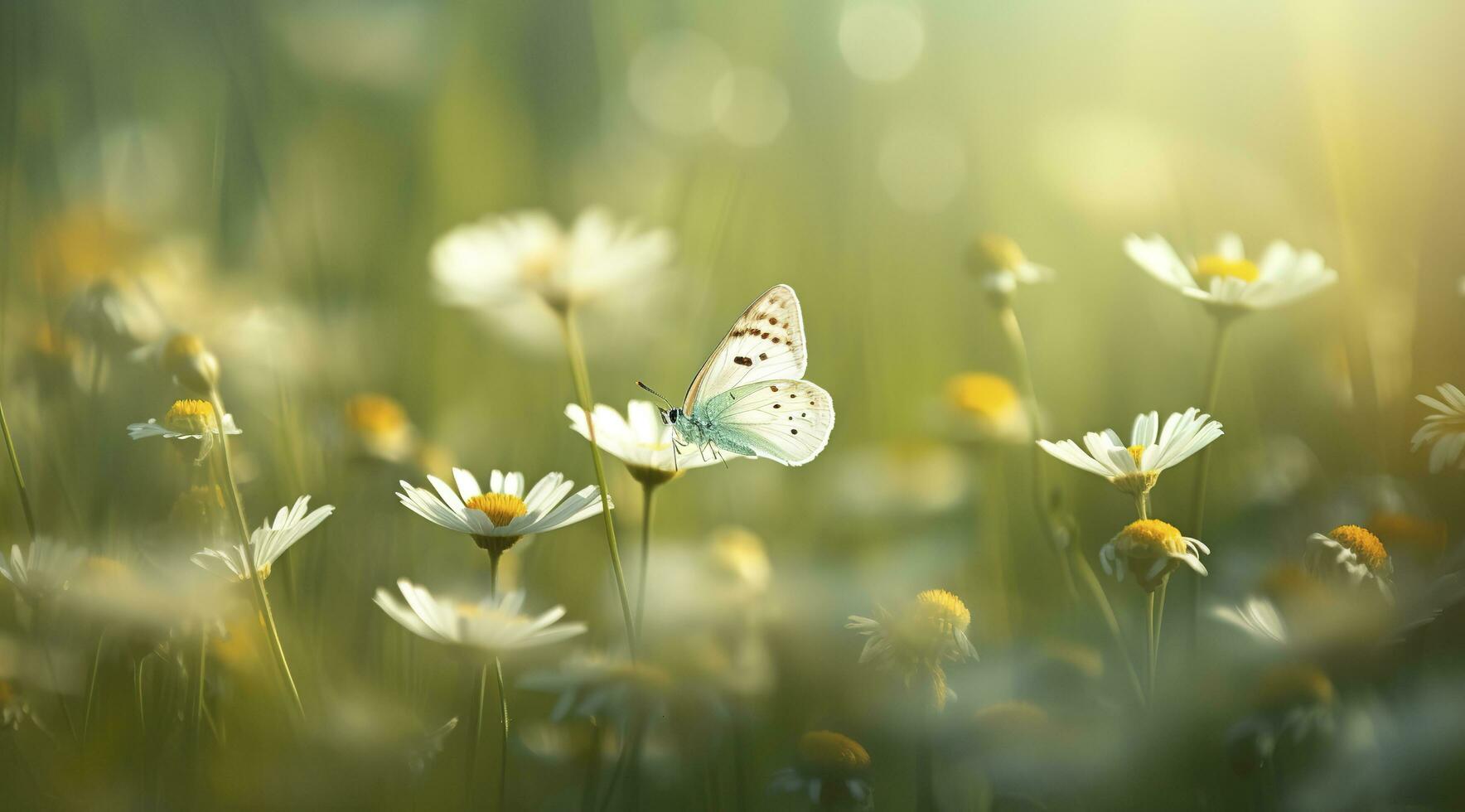 abstract nature spring Background. spring flower and butterfly, generate ai photo