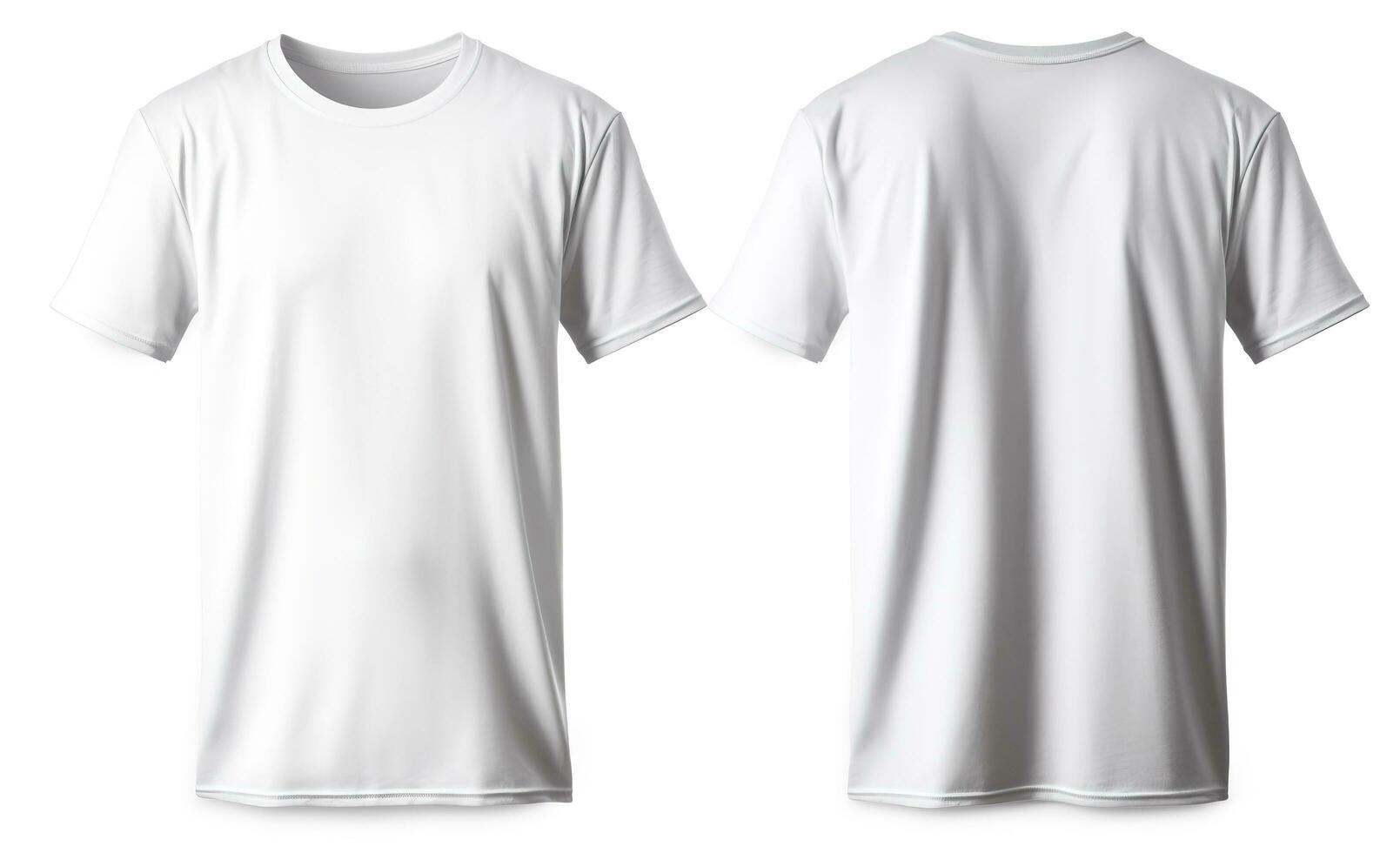 Men white blank T shirt, template, from two sides, isolated on white background, generate ai photo