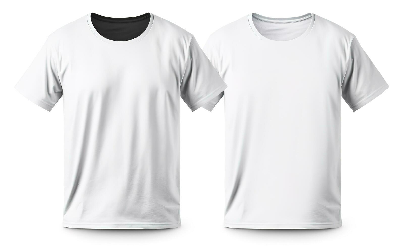 hombres blanco blanco t camisa, plantilla, desde dos lados, aislado en blanco fondo, generar ai foto