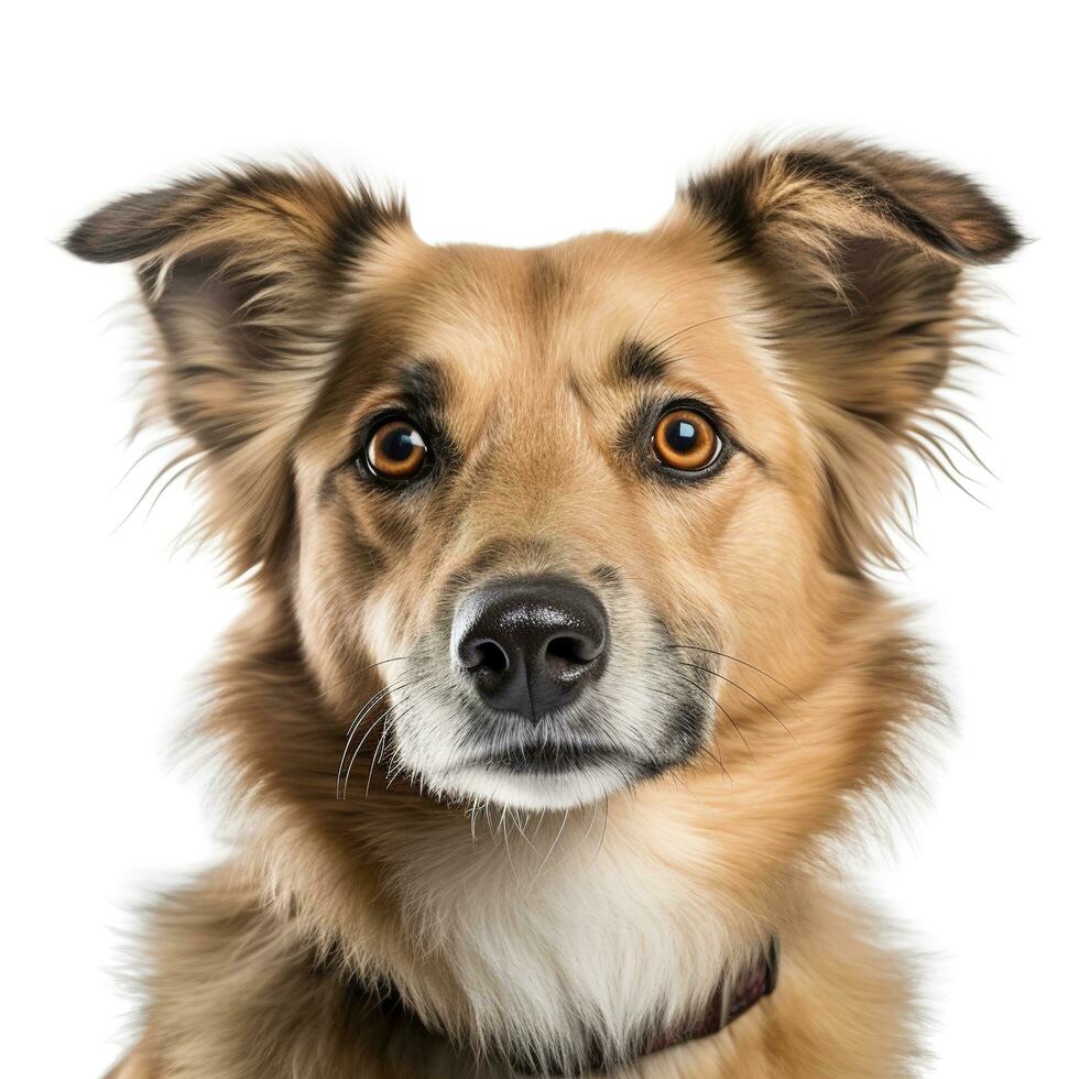 Dog headshoot isolated on white background, generate ai photo