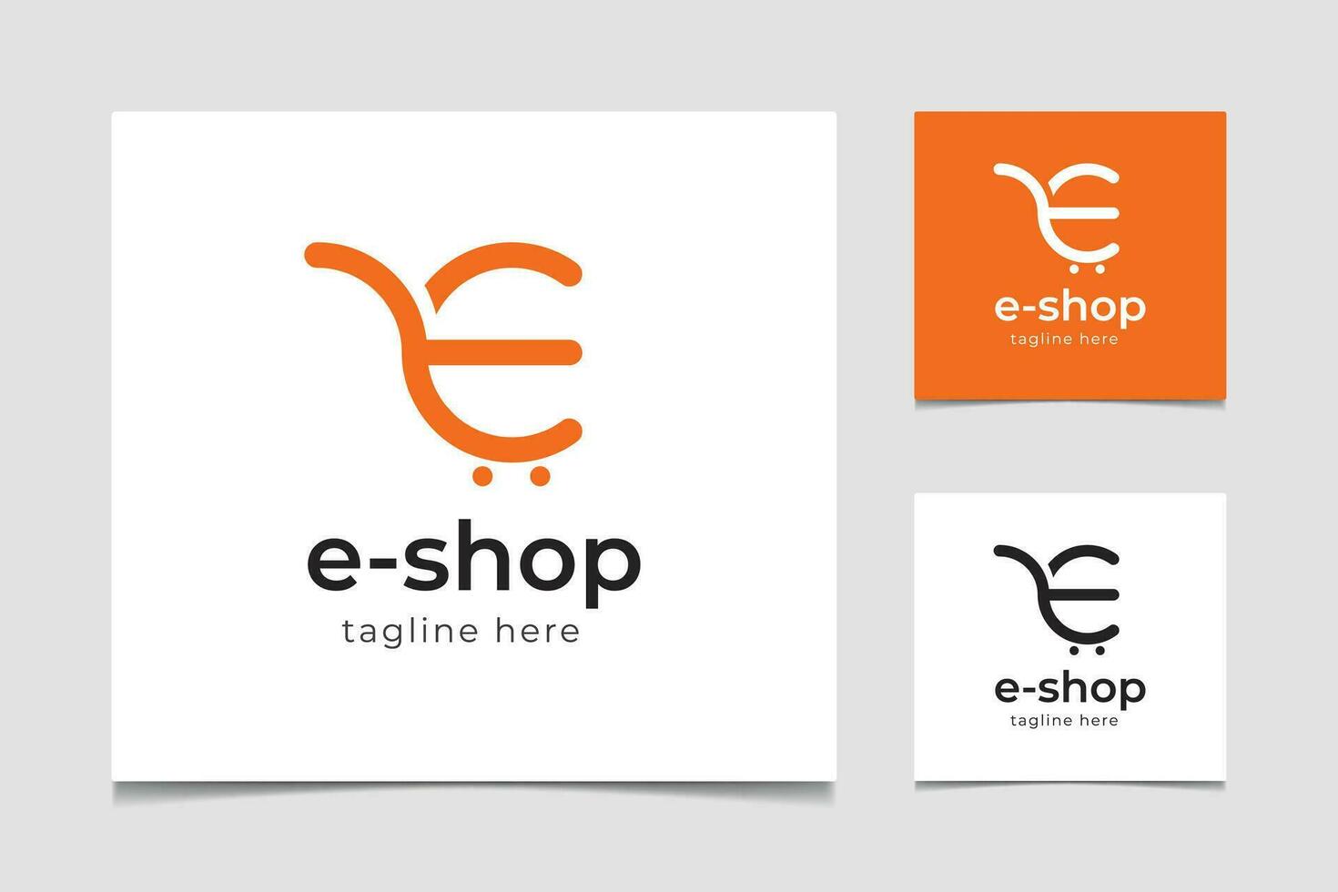 E-Shop and Ecommerce logo design vector template with setting icon.