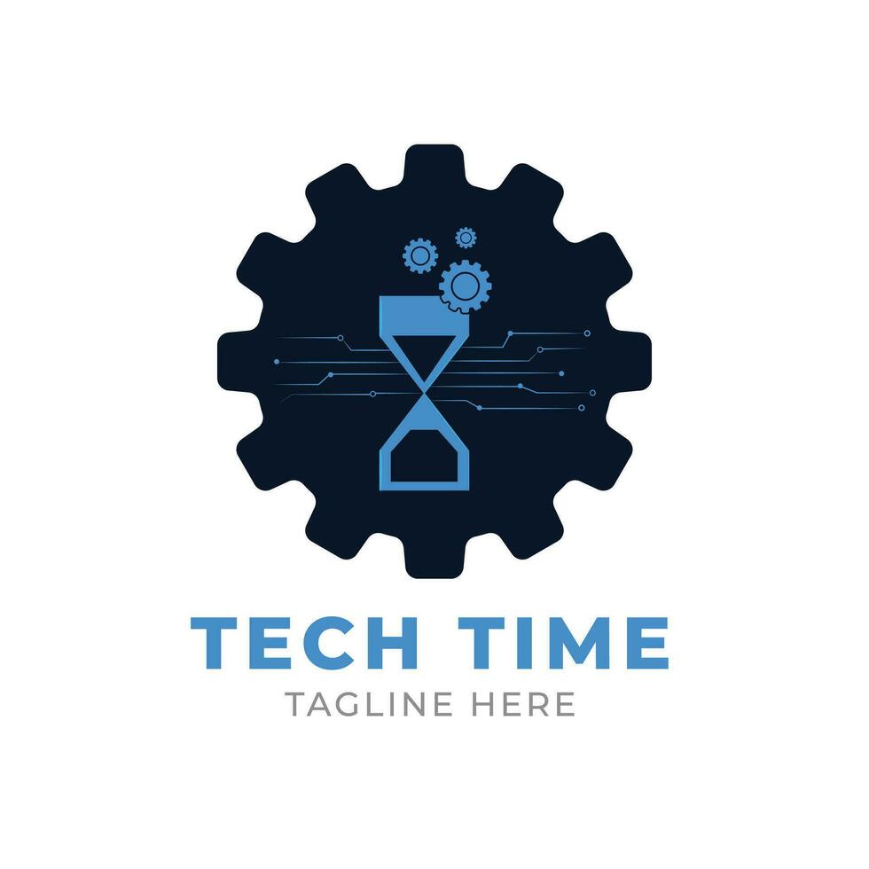 tech time logo design vector template