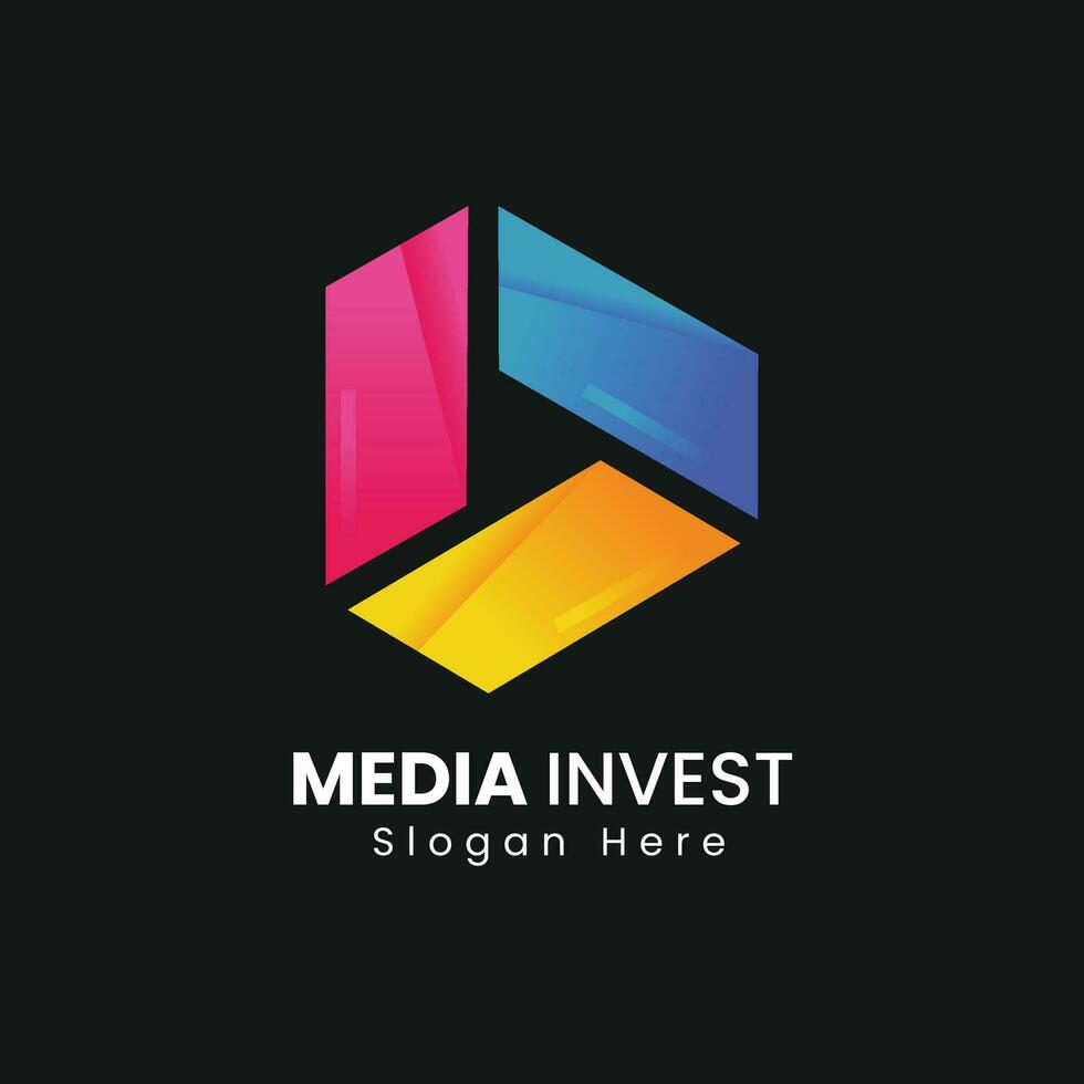 Media invest and media play logo design vector template.