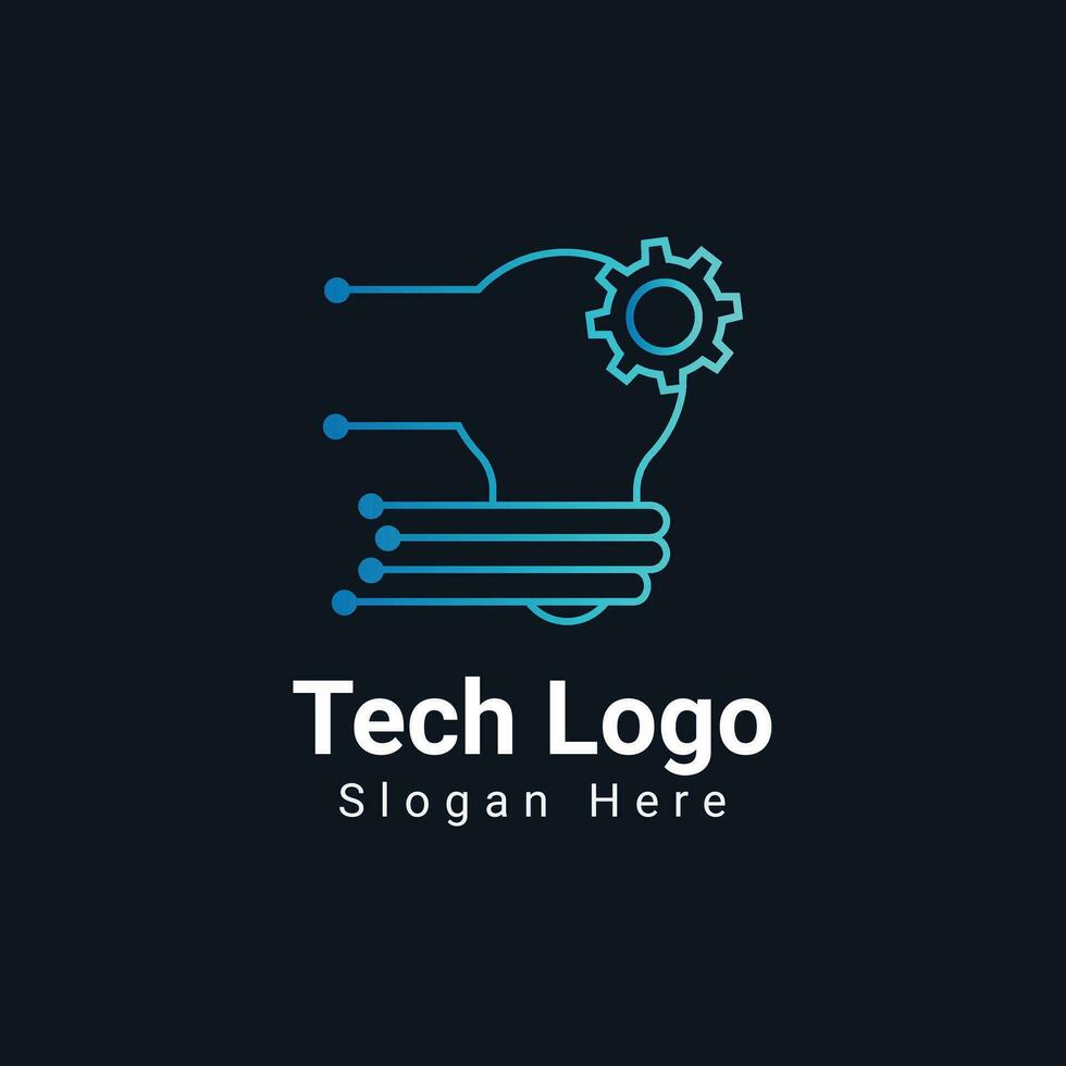 Tech logo with bulb design vector template
