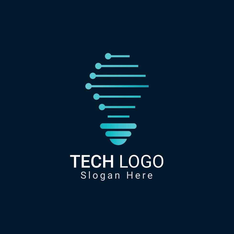Tech logo with idea concept design vector template