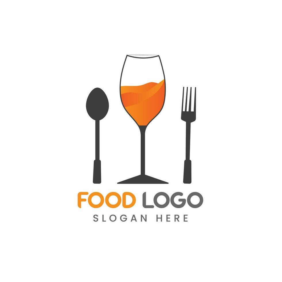 Drink food logo with a fork and spoon restaurant food court cafe logo vector template