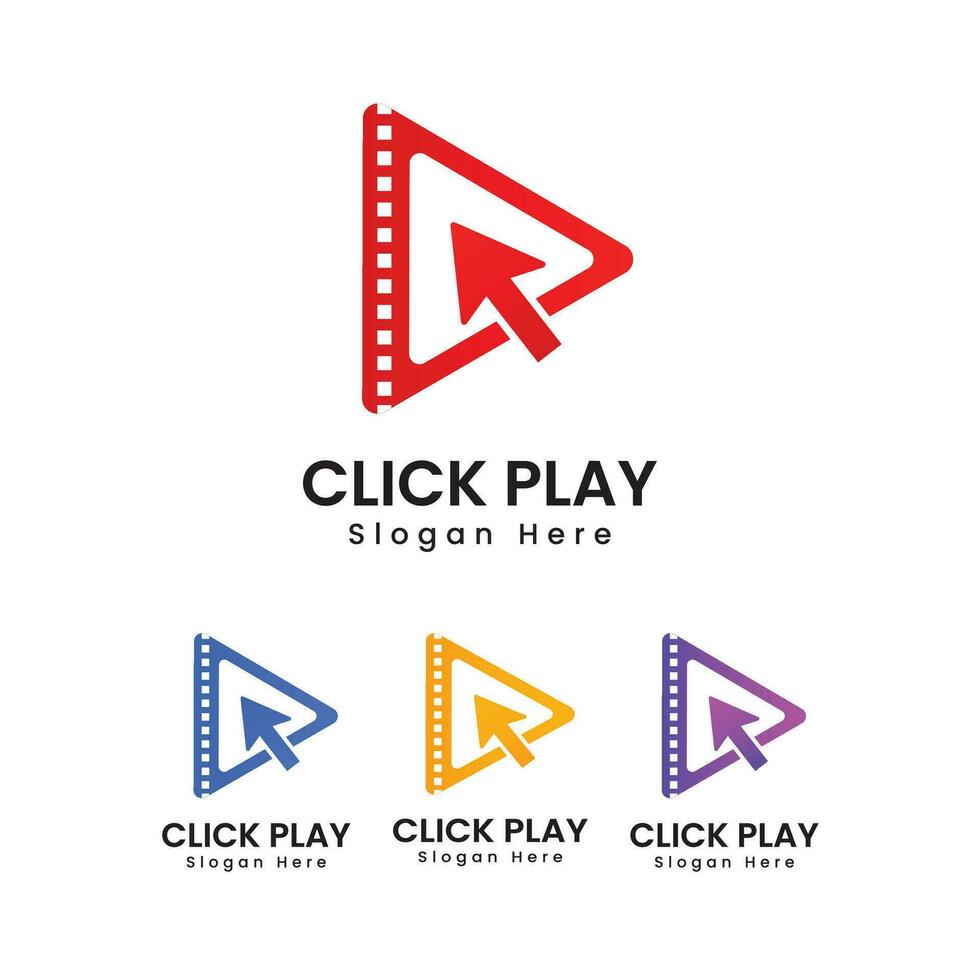 Modern triangle click play logo design vector template