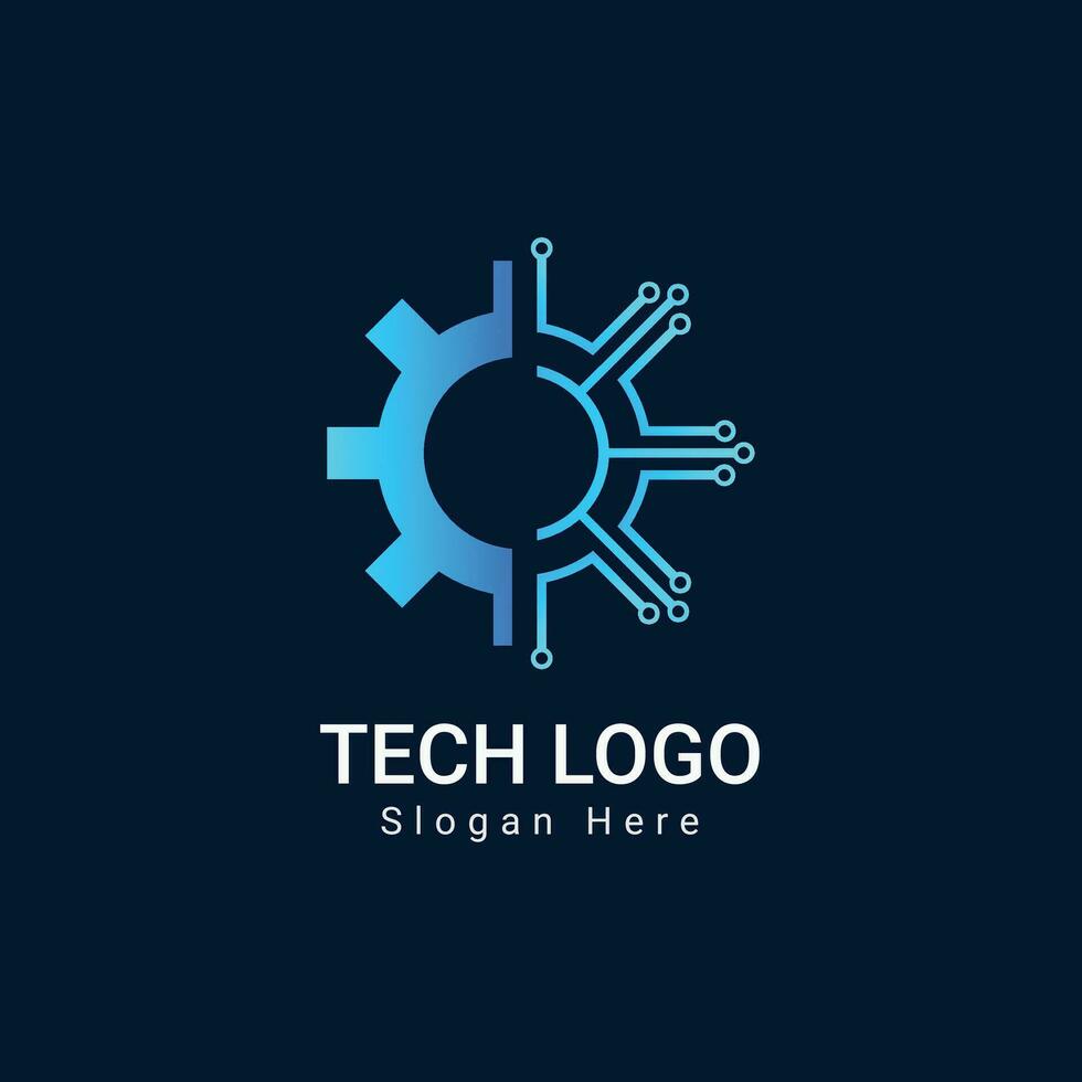Gear Tech logo with setting icon design vector template
