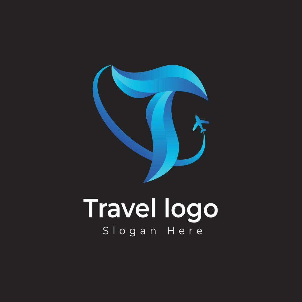 Travel Agency logo and t latter colorful design vector template