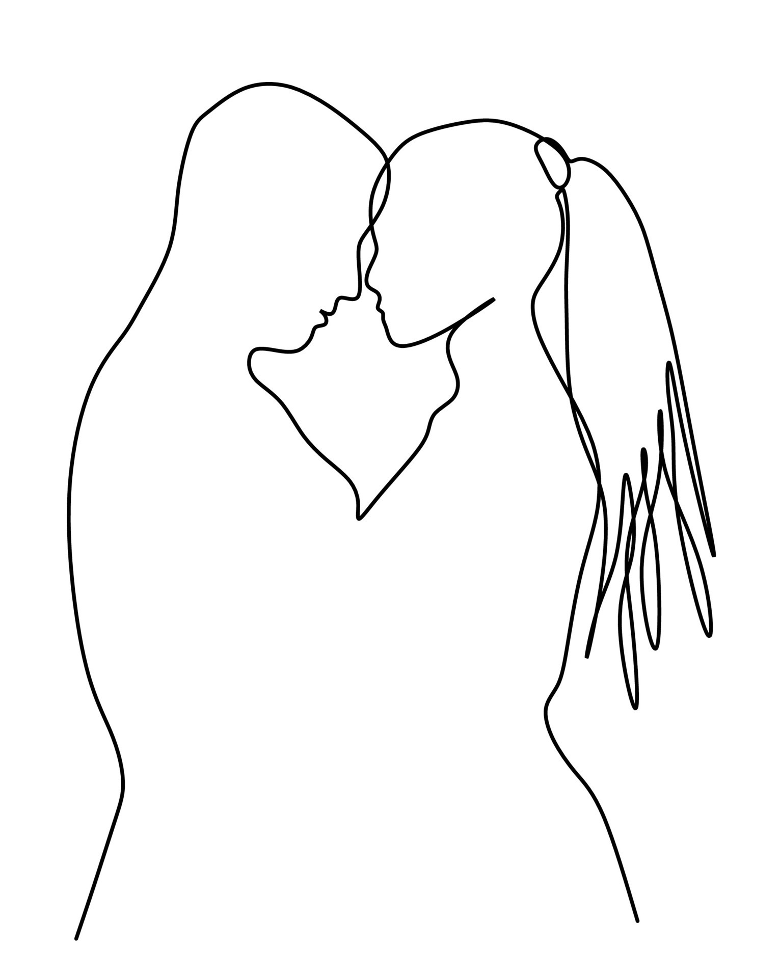 Man and Woman Line Art Couple Hugging Line Art Relationship 