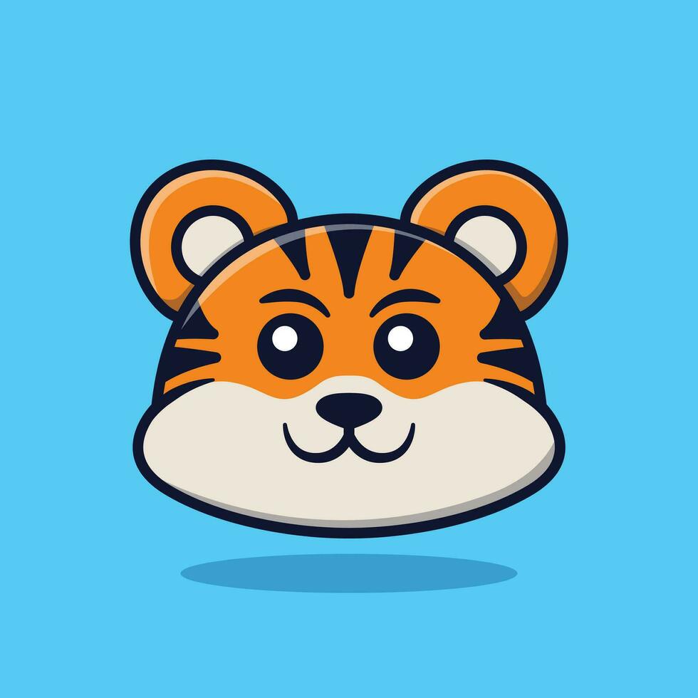 Cute Tiger Head Vector Illustration Isolated