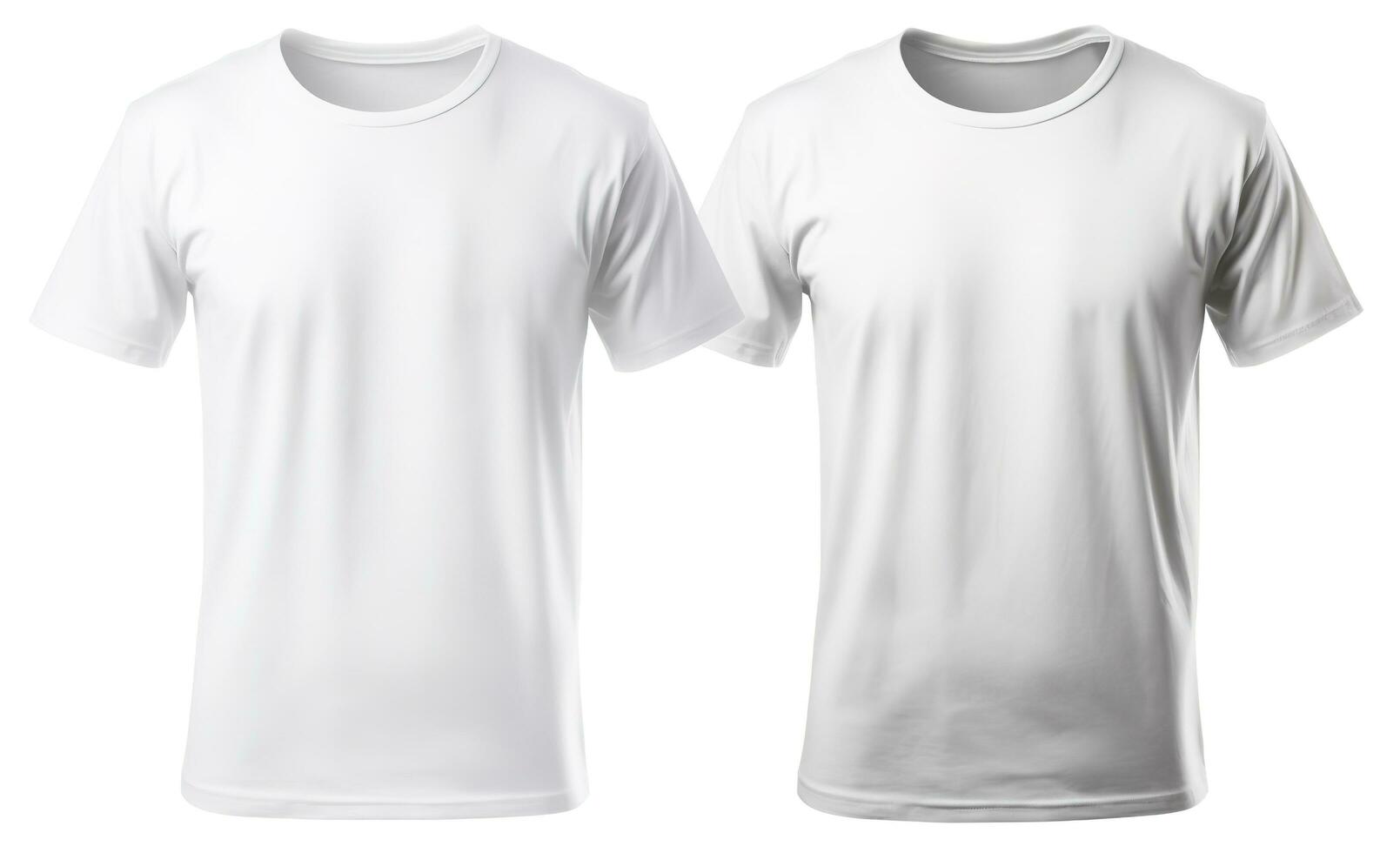 Men white blank T shirt, template, from two sides, isolated on white background, generate ai photo