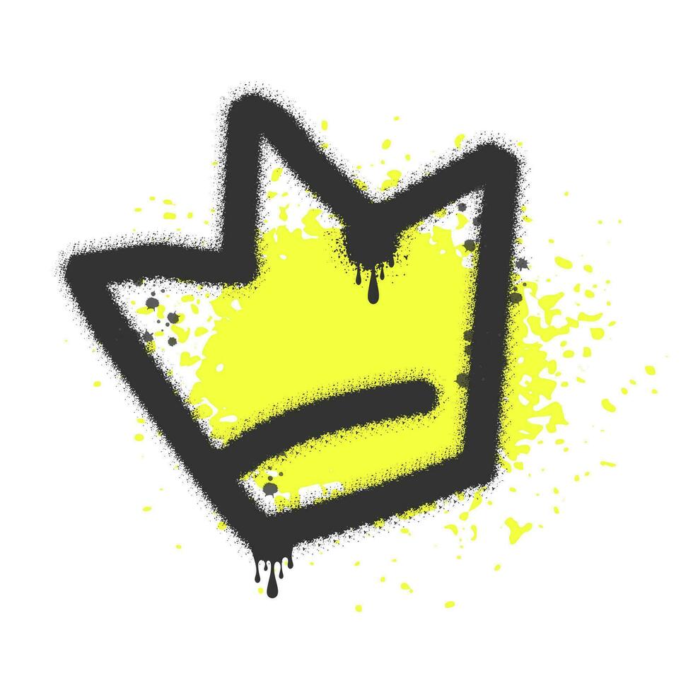 pintada rociar corona con goteo y amarillo mancha. calle Arte grunge elemento. vector