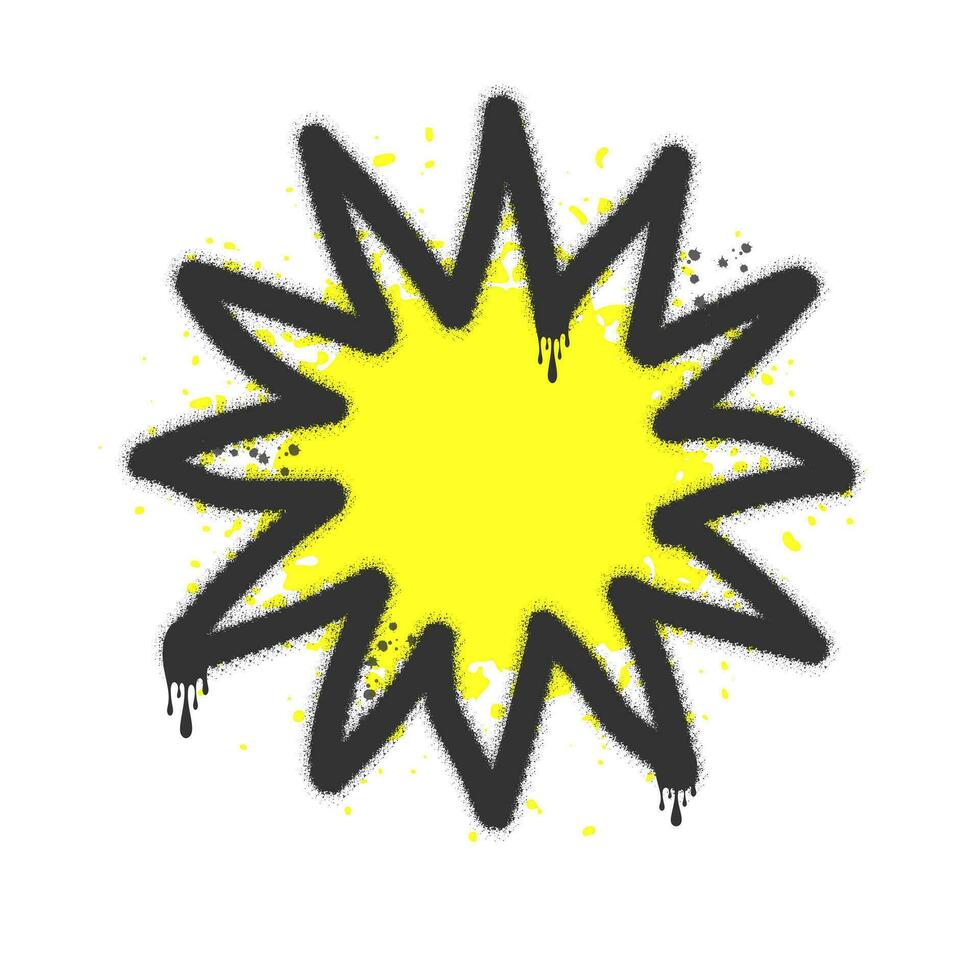 Spray Painted Graffiti star and sun icon isolated on white background. vector illustration.