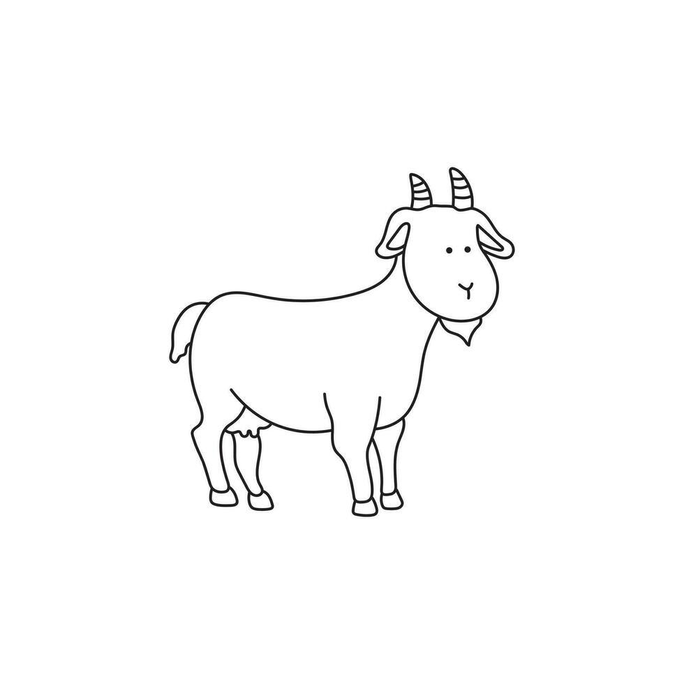 Kids drawing Cartoon Vector illustration cute goat male icon Isolated on White Background