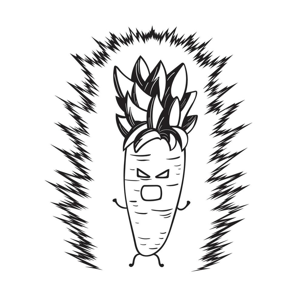 Hand drawn vector illustration funny carrot cosplay dragon ball z kakarot Mascot Character children cartoon clipart