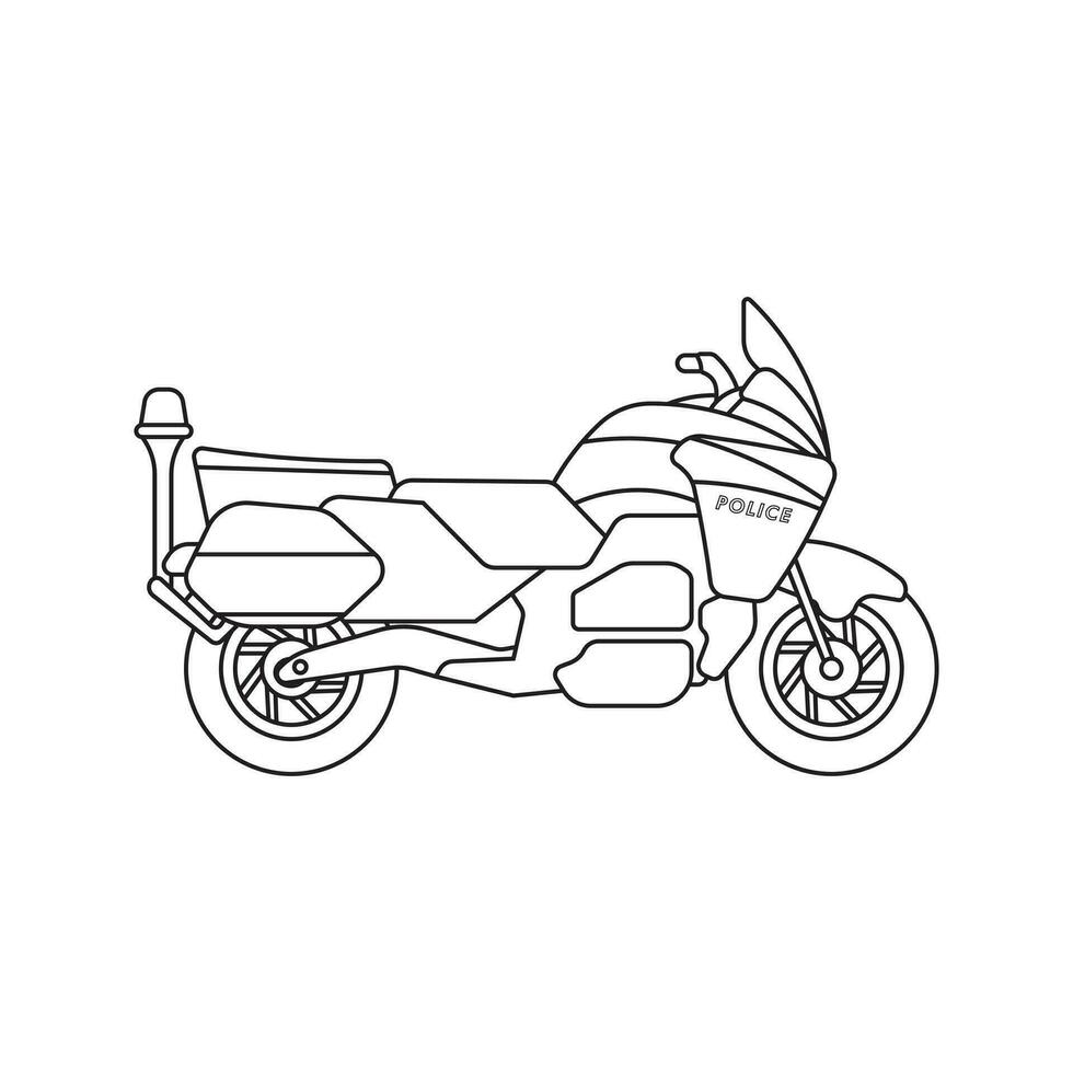 mano dibujado niños dibujo vector ilustración policía motocicleta plano dibujos animados aislado